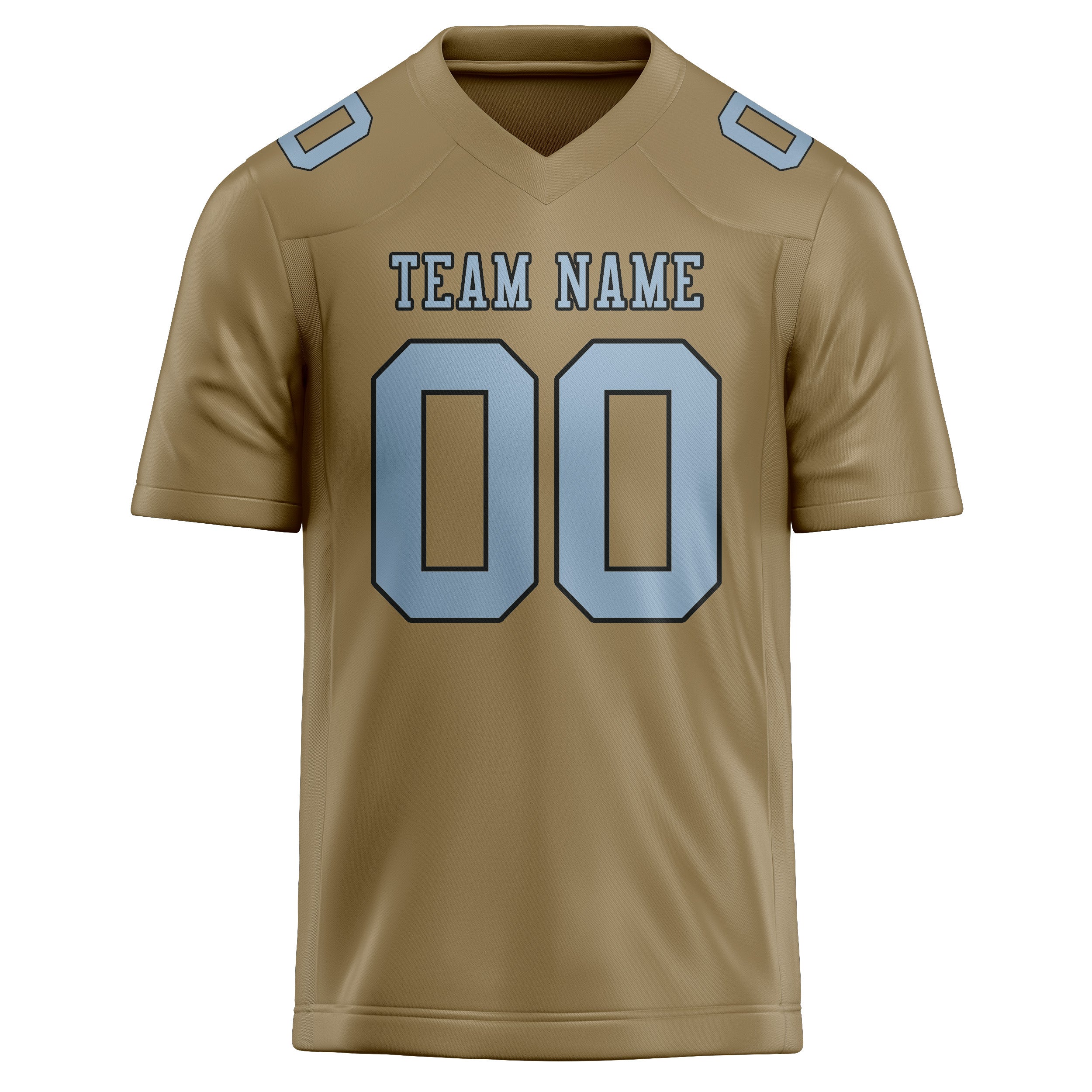 Custom Light Khaki Light Blue Football Jersey