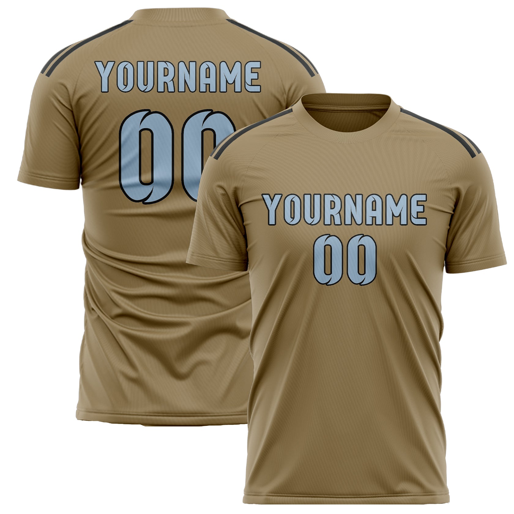 Custom Light Khaki Light Blue Soccer Jersey