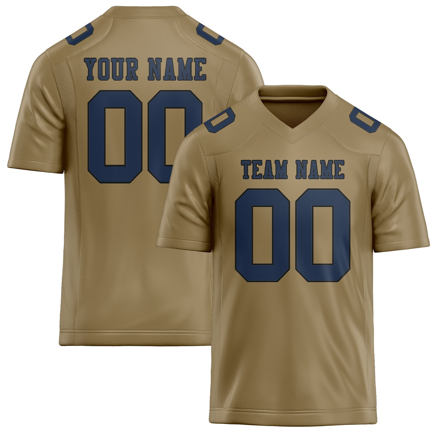Custom Light Khaki Blue Football Jersey