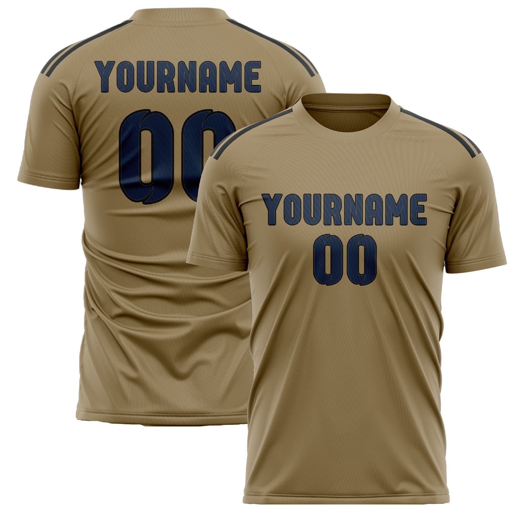 Custom Light Khaki Blue Soccer Jersey