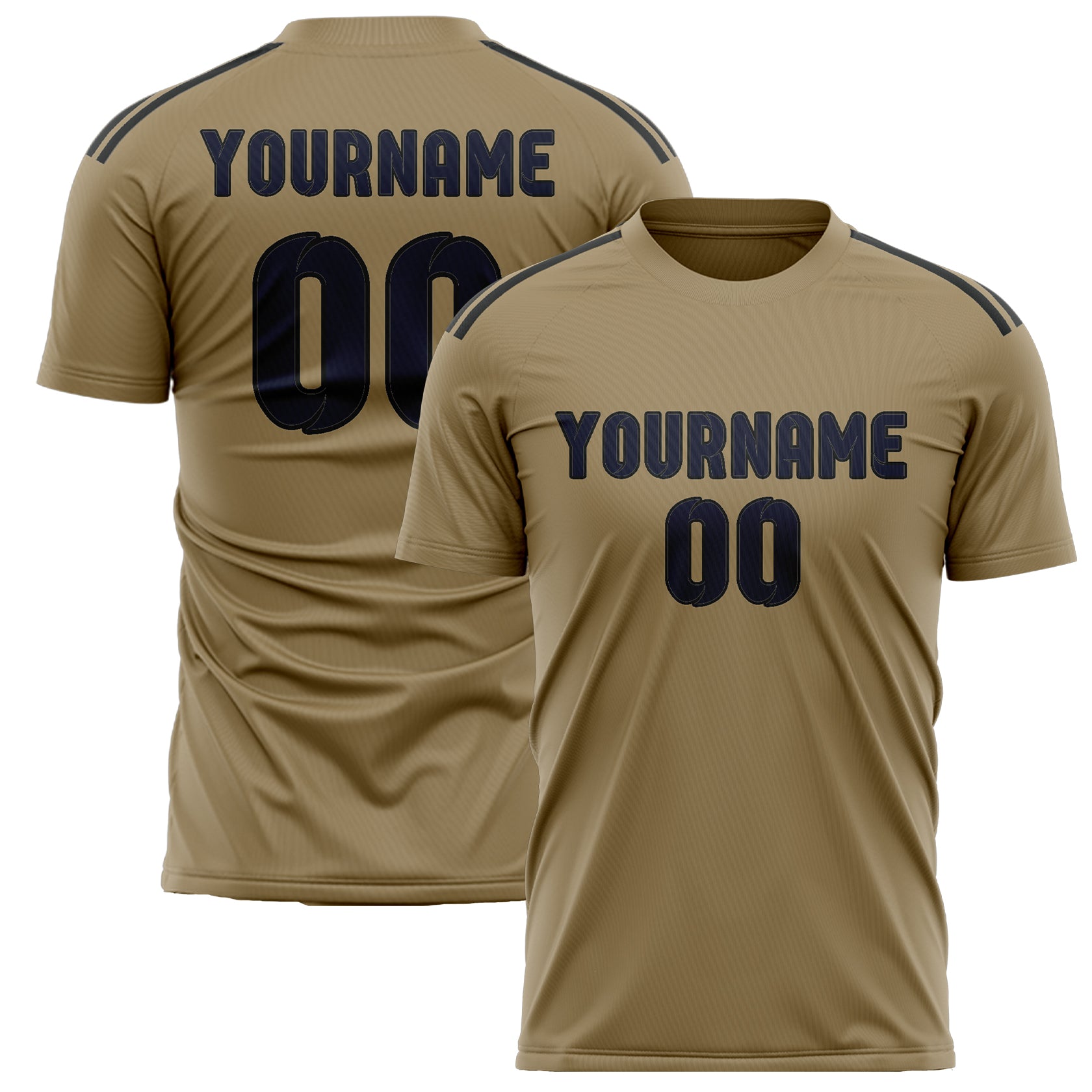 Custom Light Khaki Navy Soccer Jersey