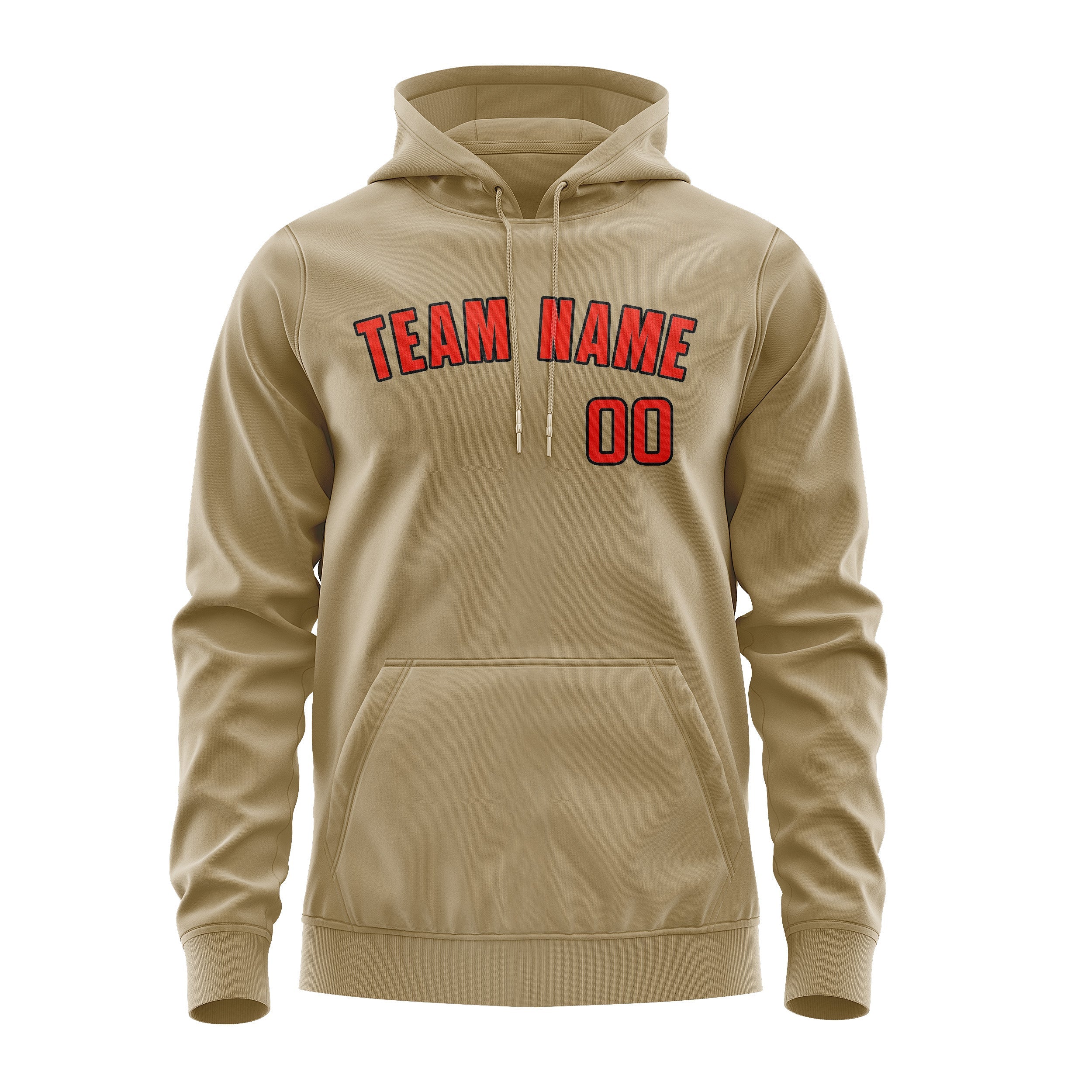 Custom Light Khaki Orange Red Hoodie