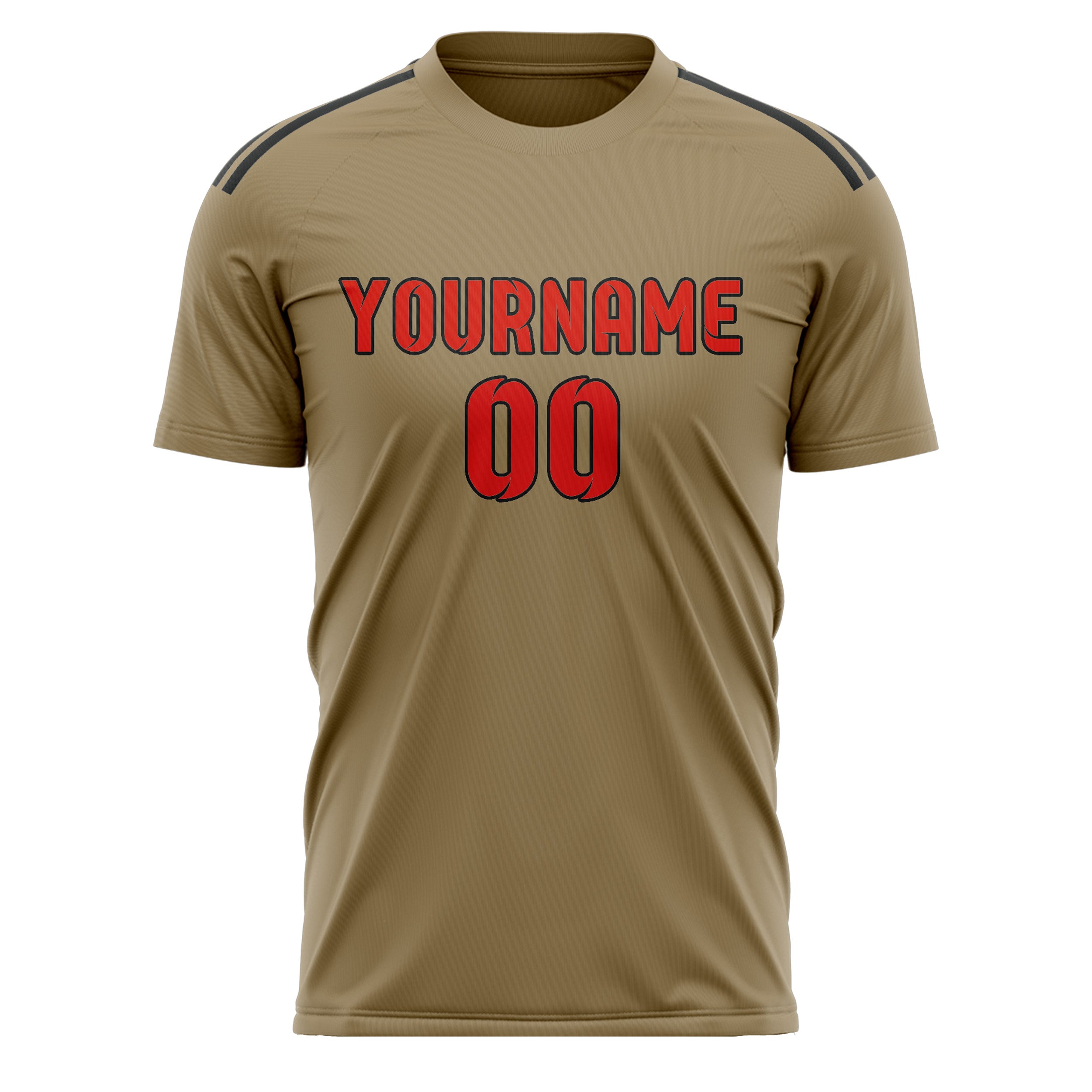 Custom Light Khaki Orange Red Soccer Jersey
