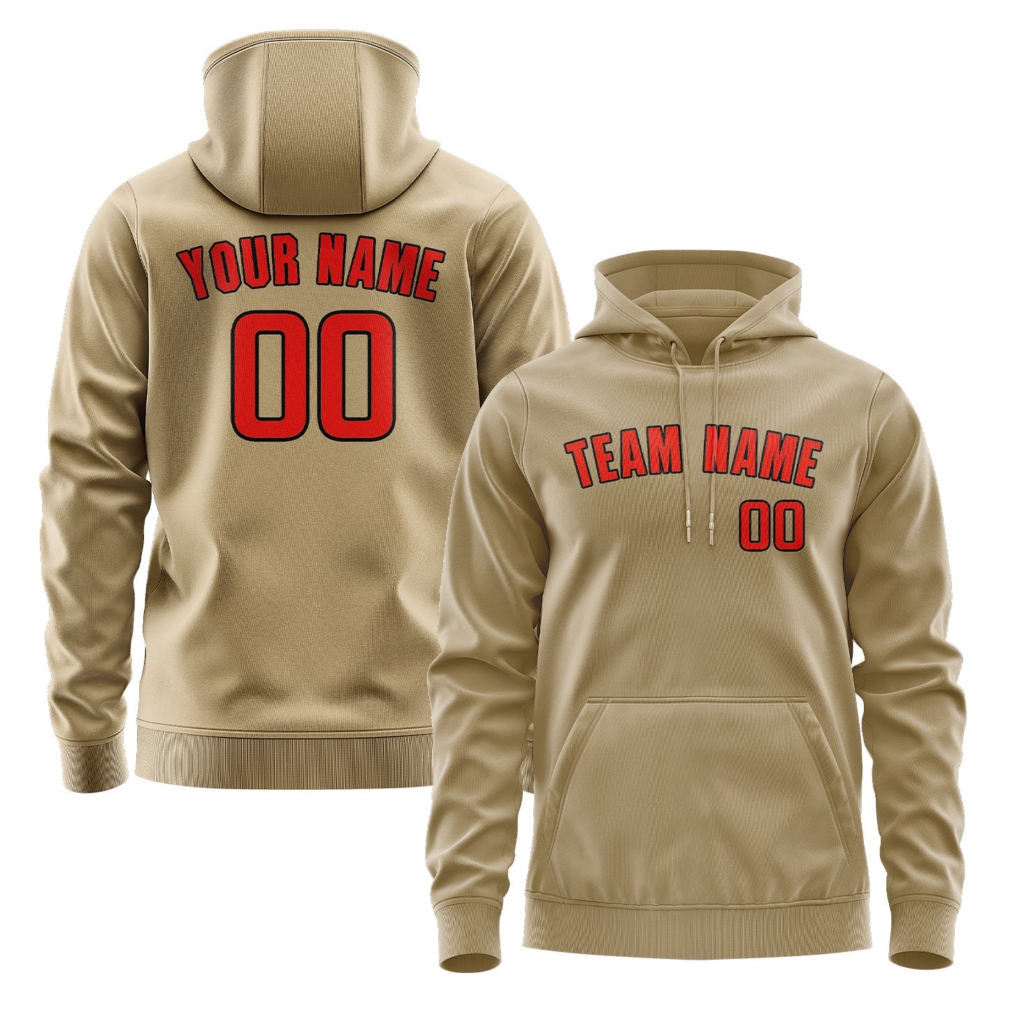 Custom Light Khaki Orange Red Hoodie