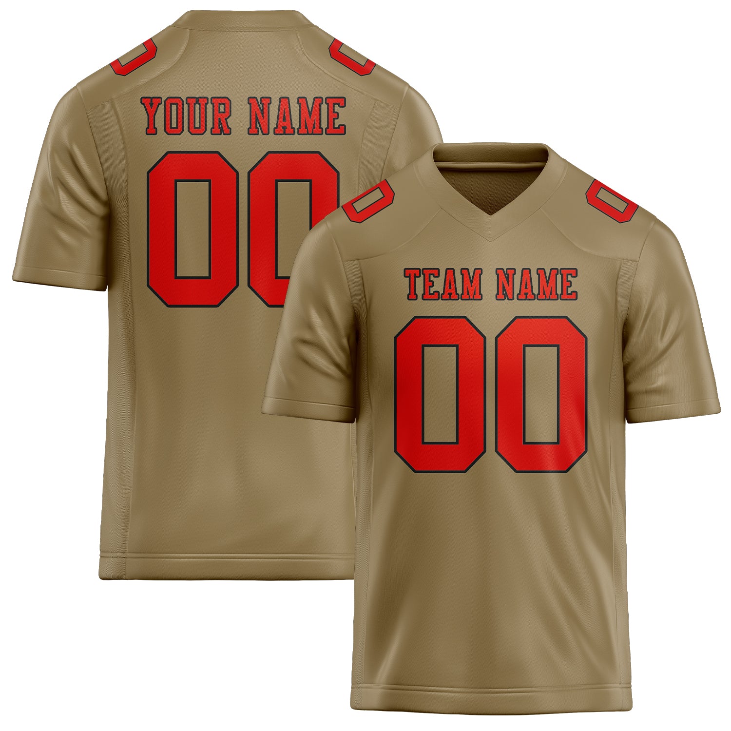 Custom Light Khaki Orange Red Football Jersey