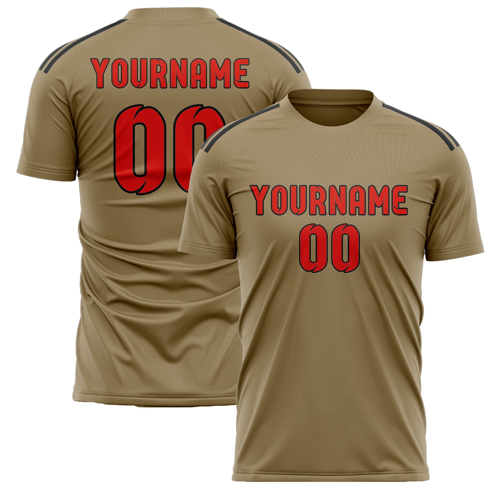 Custom Light Khaki Orange Red Soccer Jersey