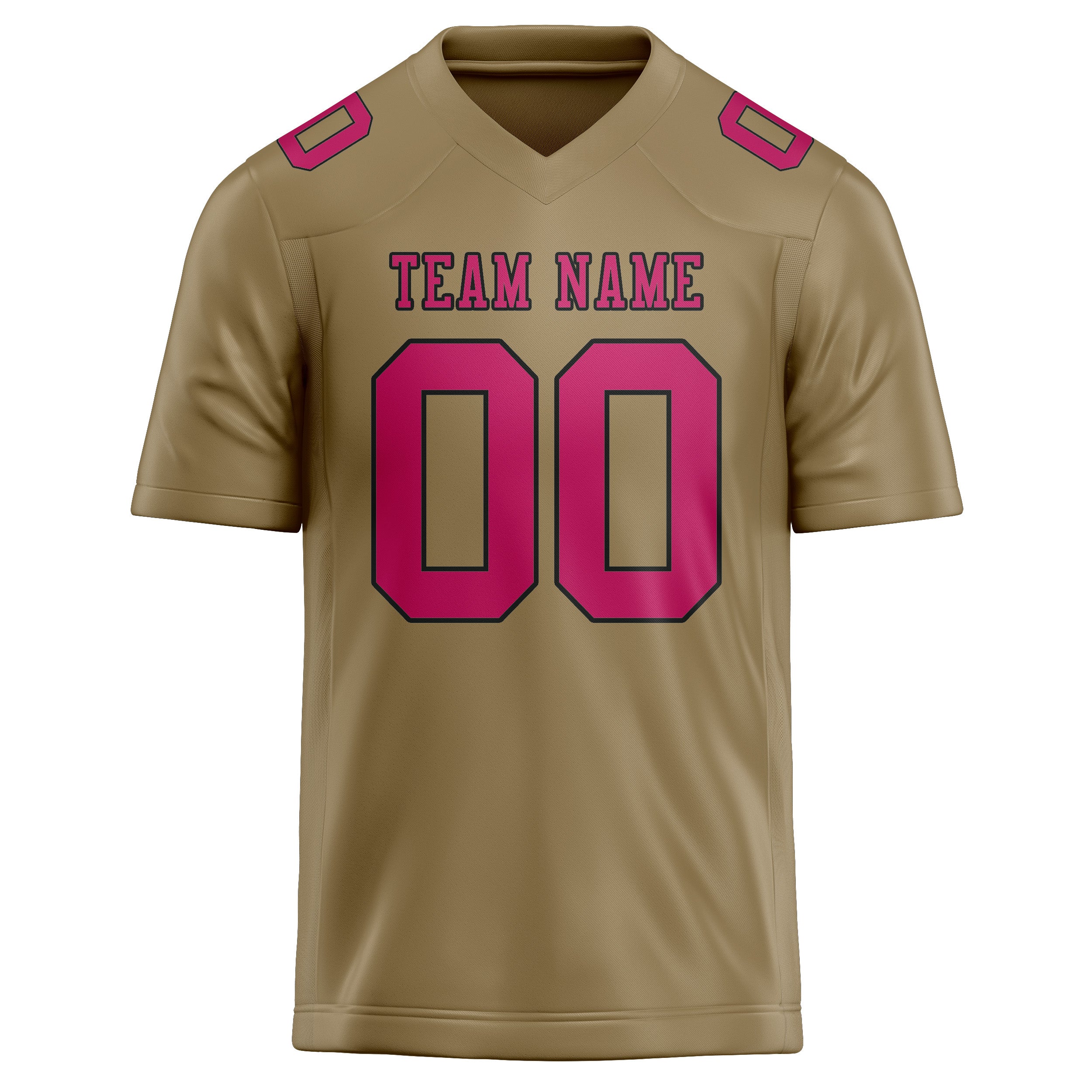 Custom Light Khaki Pink Football Jersey