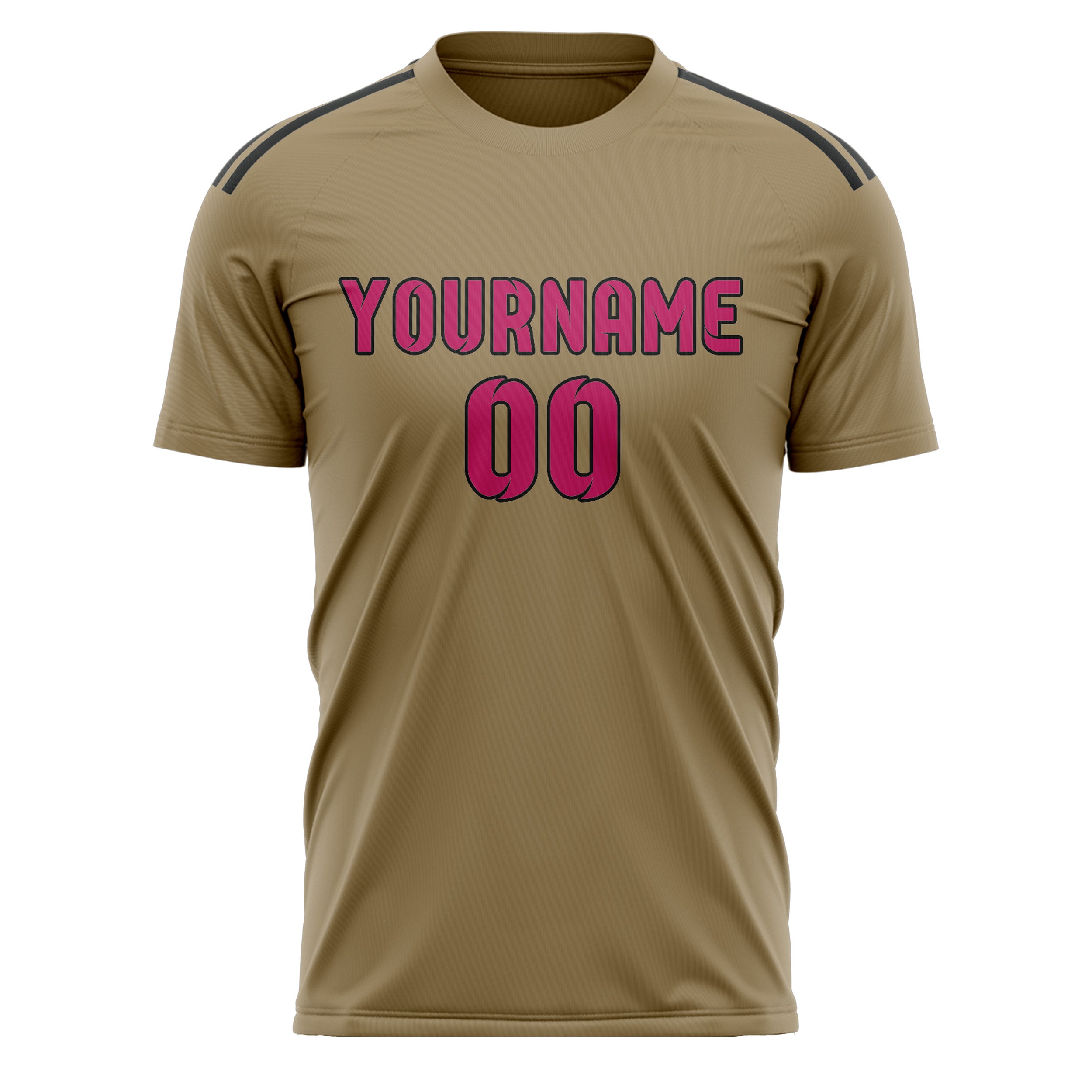 Custom Light Khaki Pink Soccer Jersey