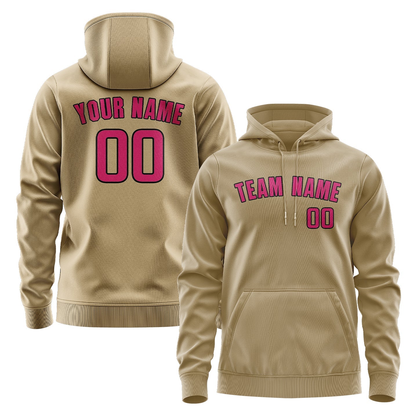 Custom Light Khaki Pink Hoodie