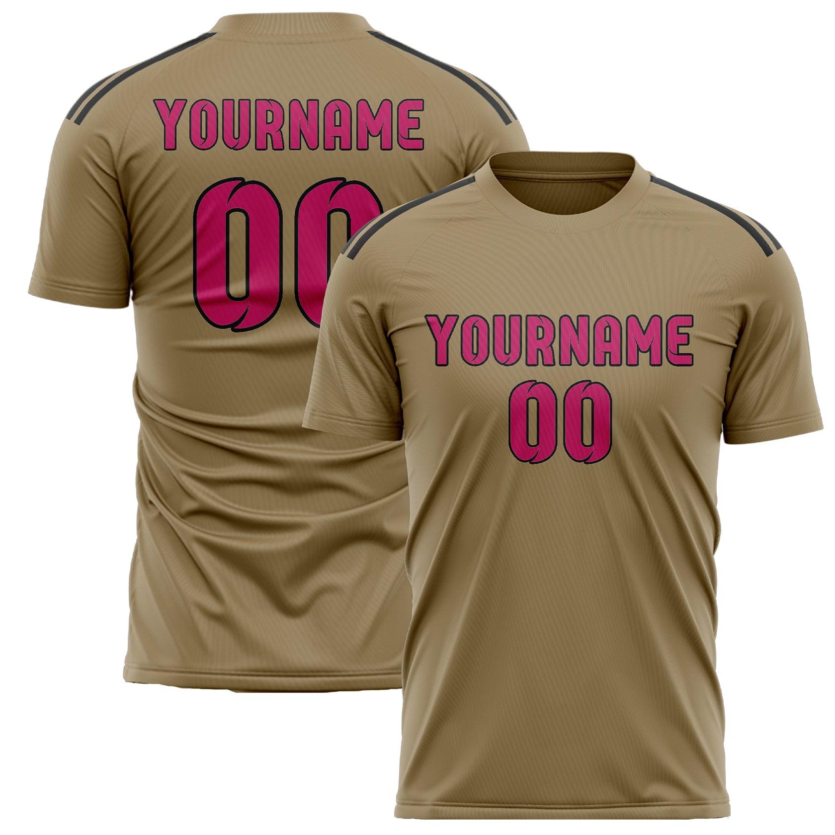 Custom Light Khaki Pink Soccer Jersey
