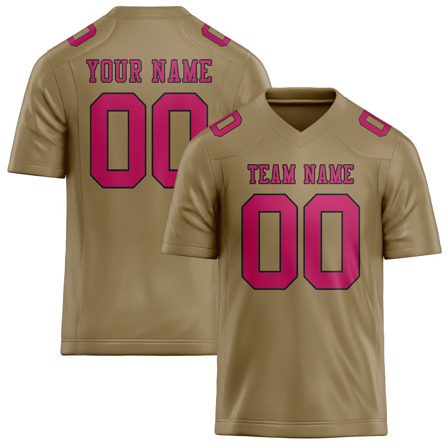 Custom Light Khaki Pink Football Jersey