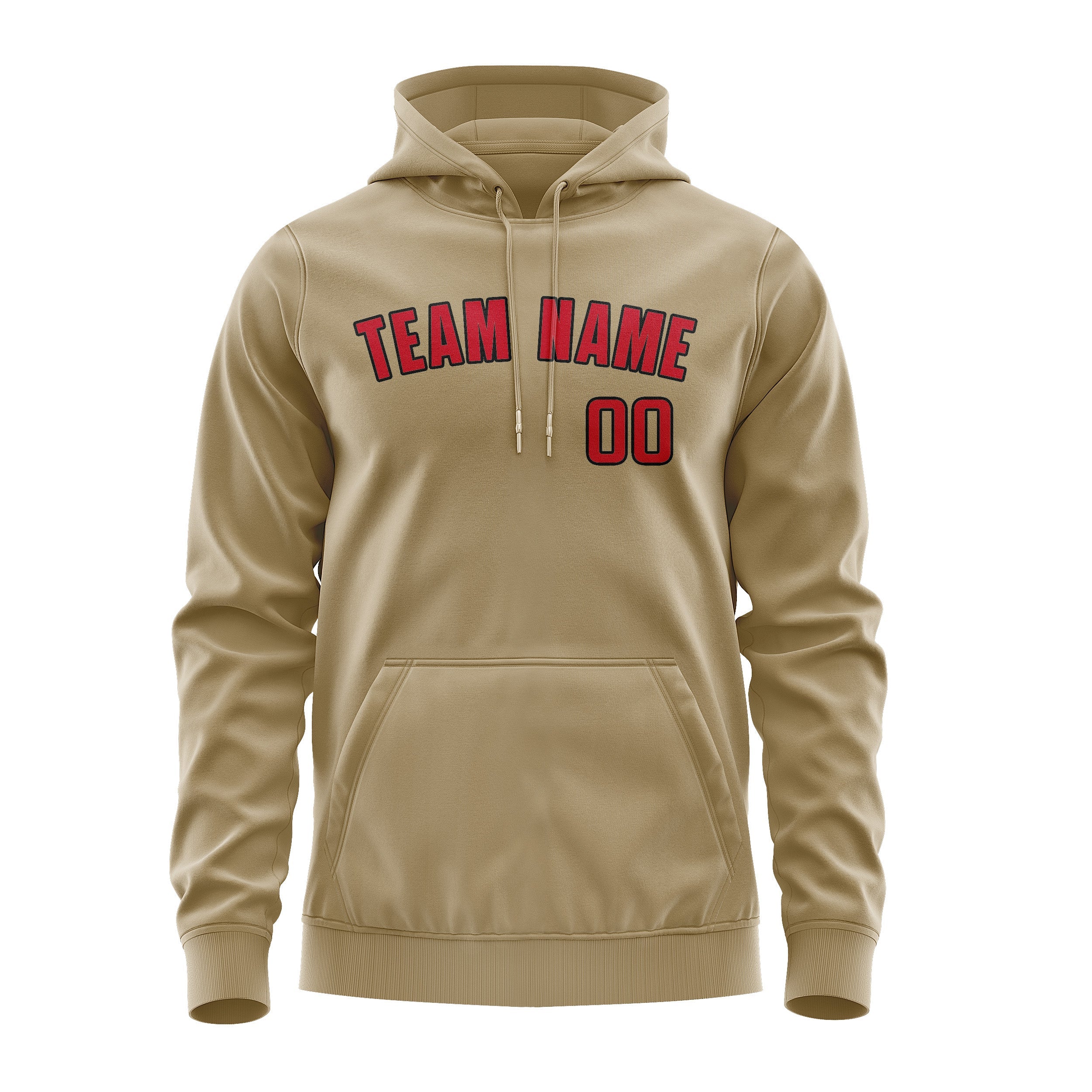 Custom Light Khaki Red Hoodie