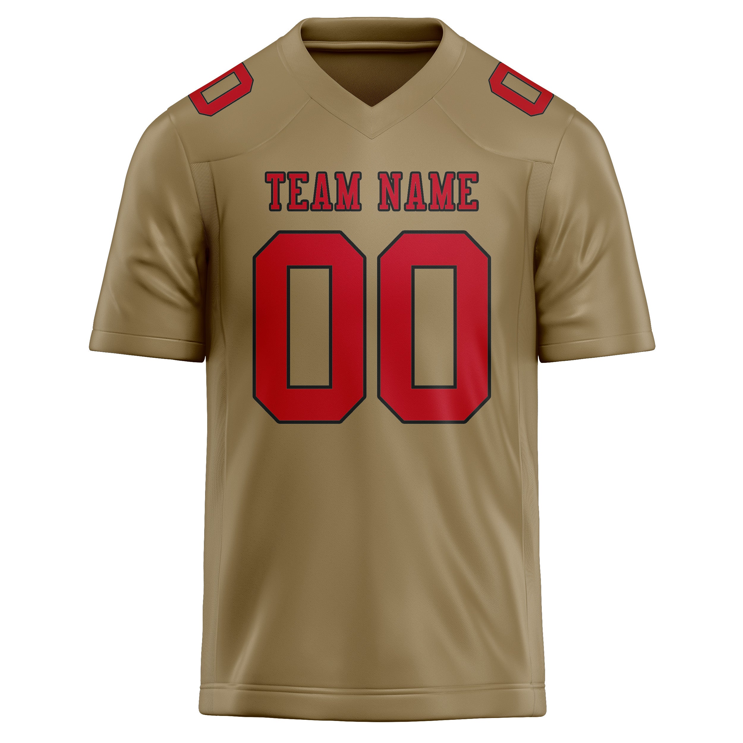 Custom Light Khaki Red Football Jersey