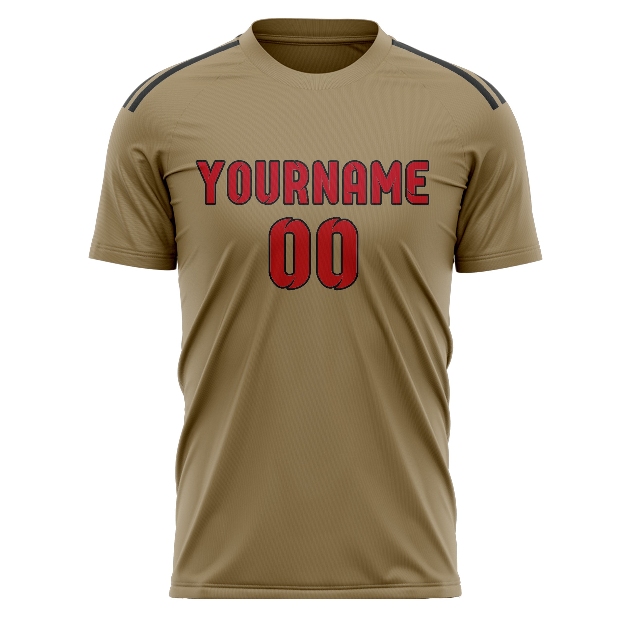 Custom Light Khaki Red Soccer Jersey