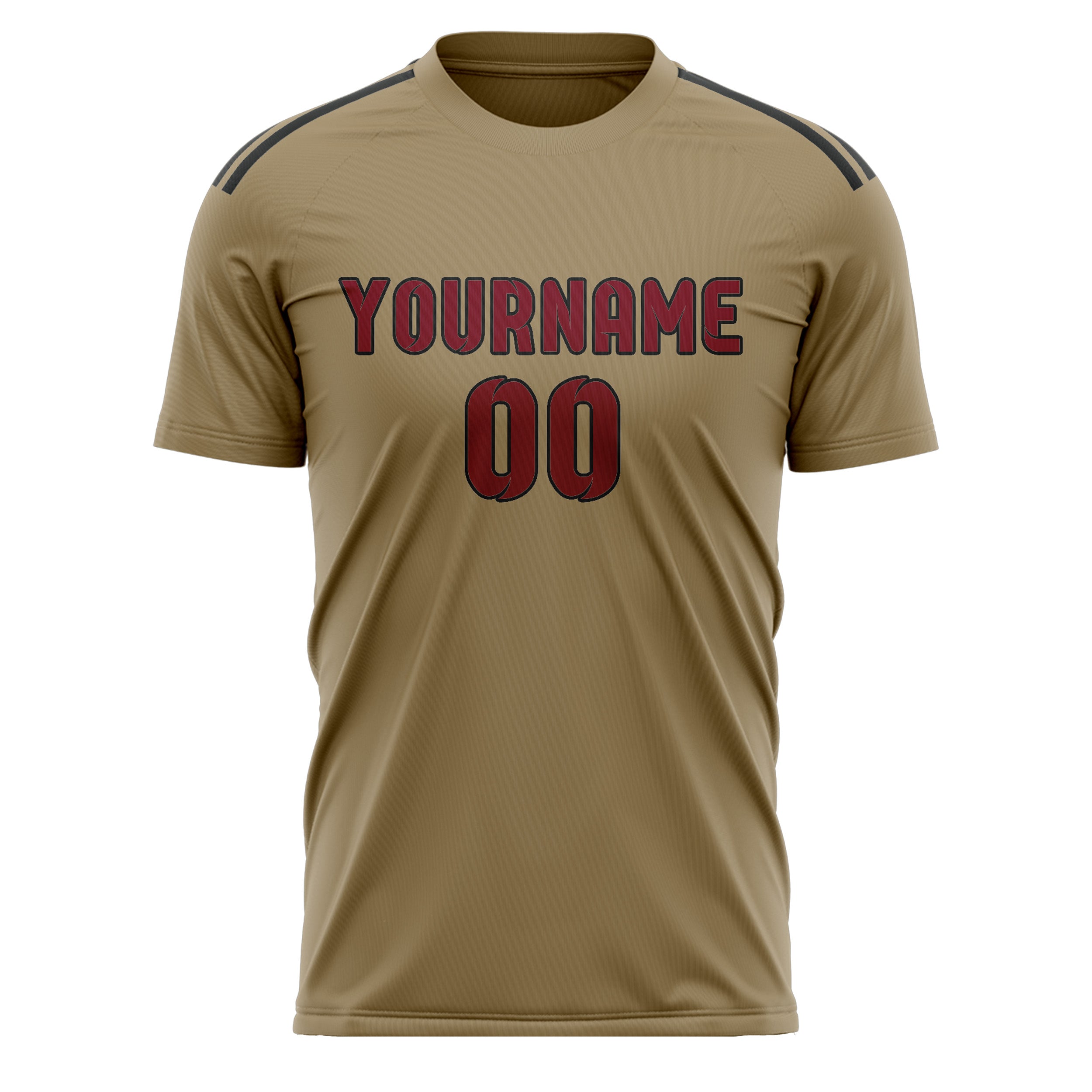 Custom Light Khaki Crimson Red Soccer Jersey