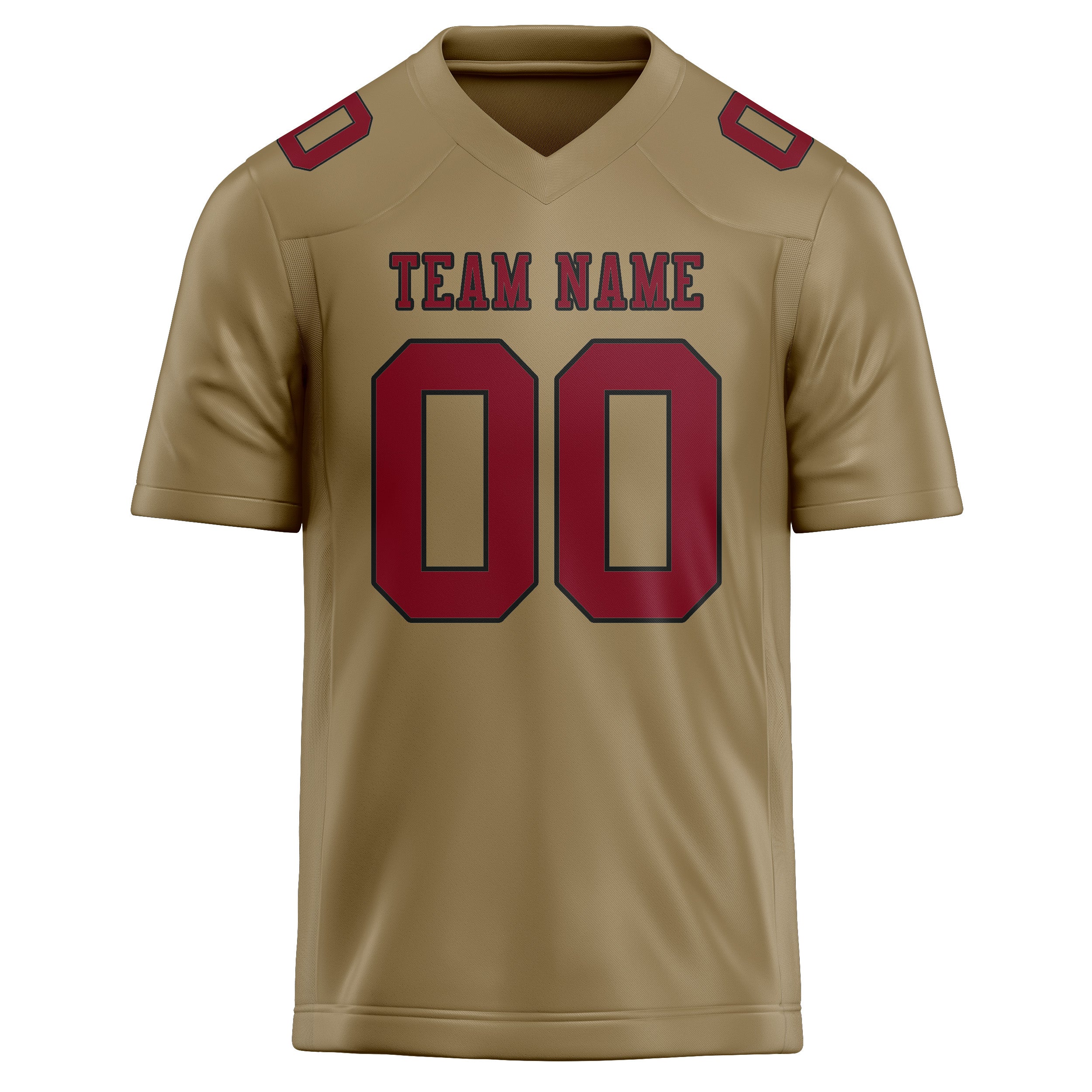 Custom Light Khaki Crimson Red Football Jersey