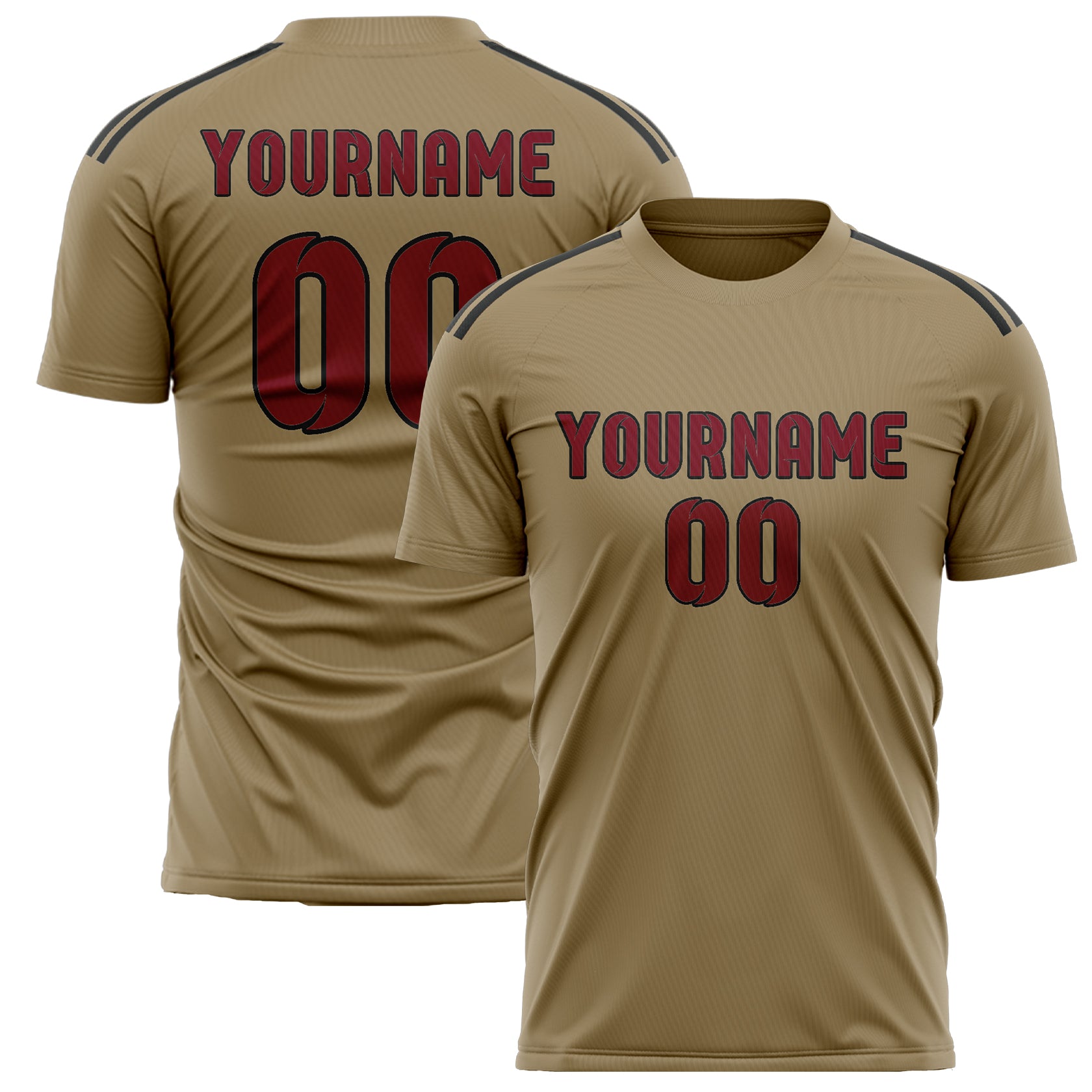Custom Light Khaki Crimson Red Soccer Jersey