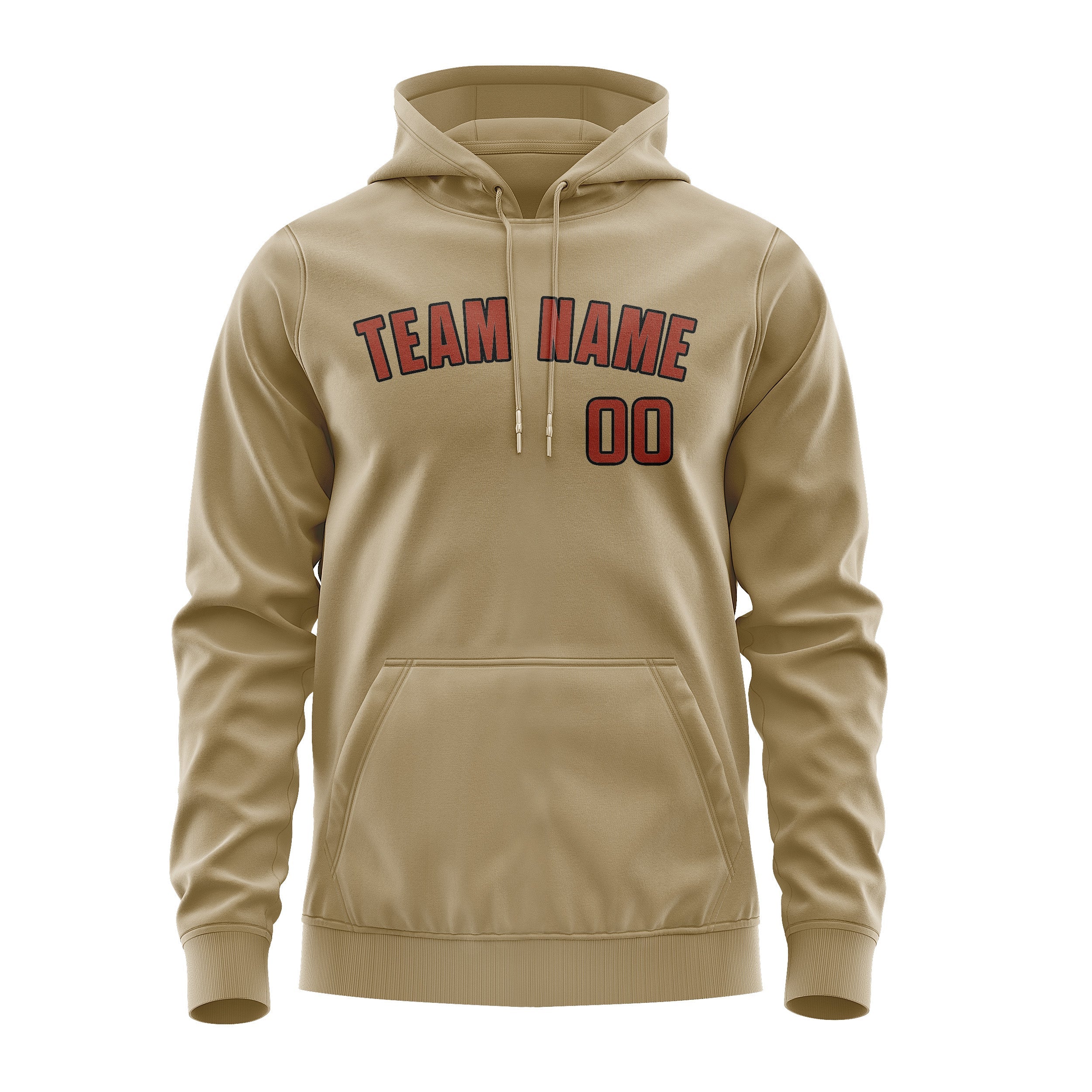 Custom Light Khaki Coral Red Hoodie