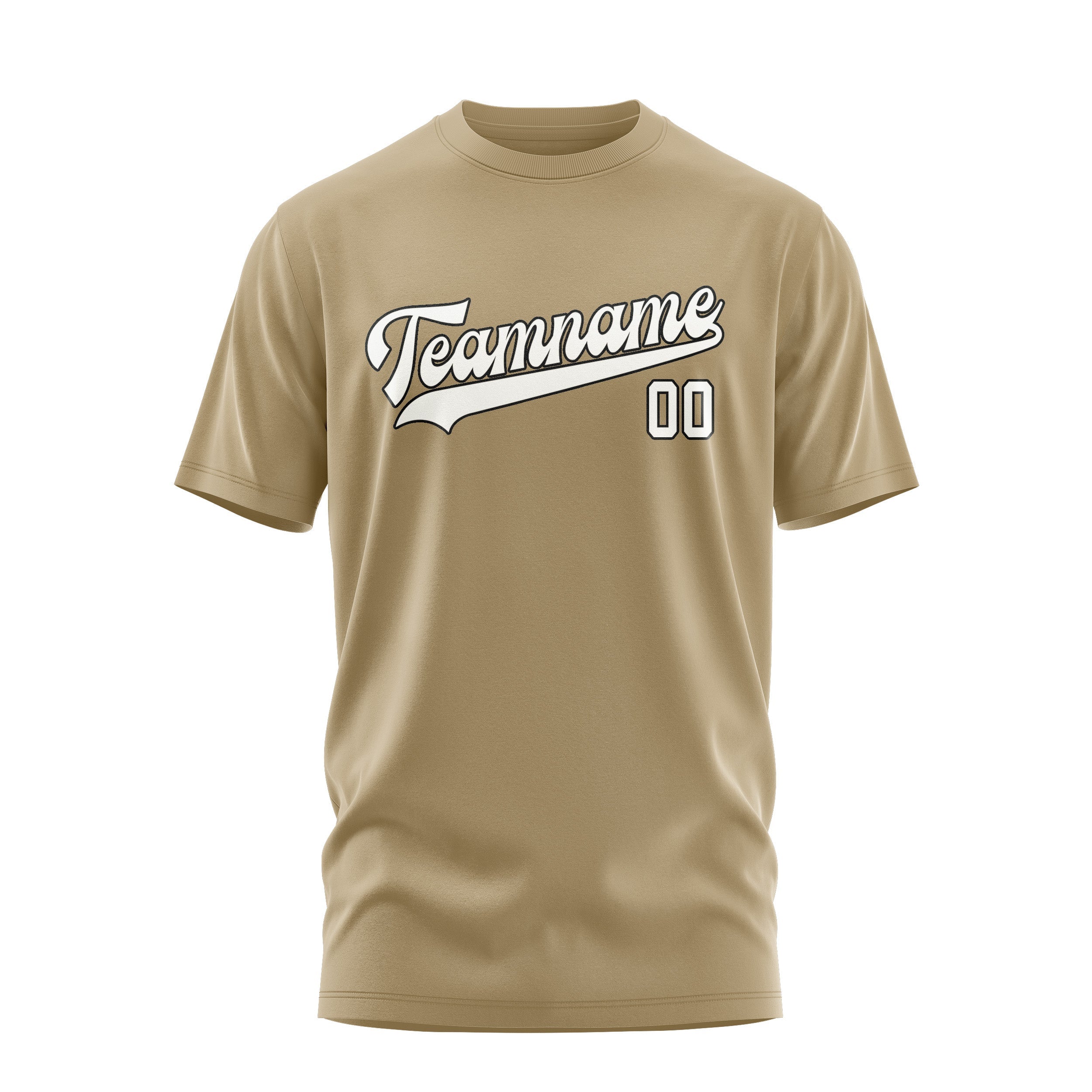 Custom Light Khaki White T-Shirt