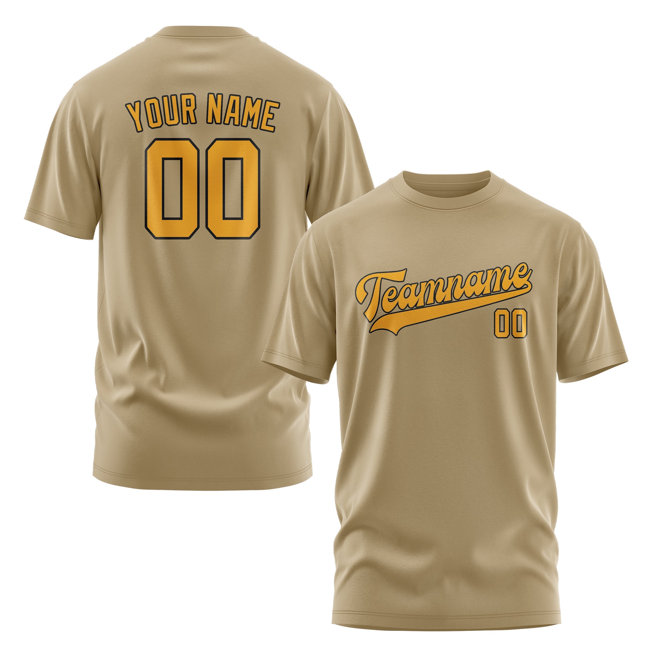 Custom Light Khaki Yellow T-Shirt