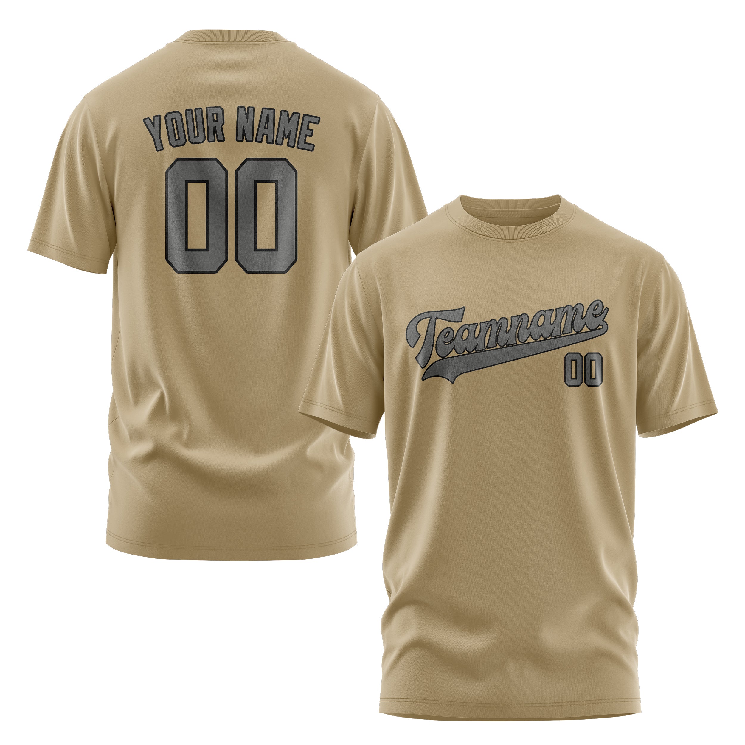 Custom Light Khaki Dark Grey T-Shirt
