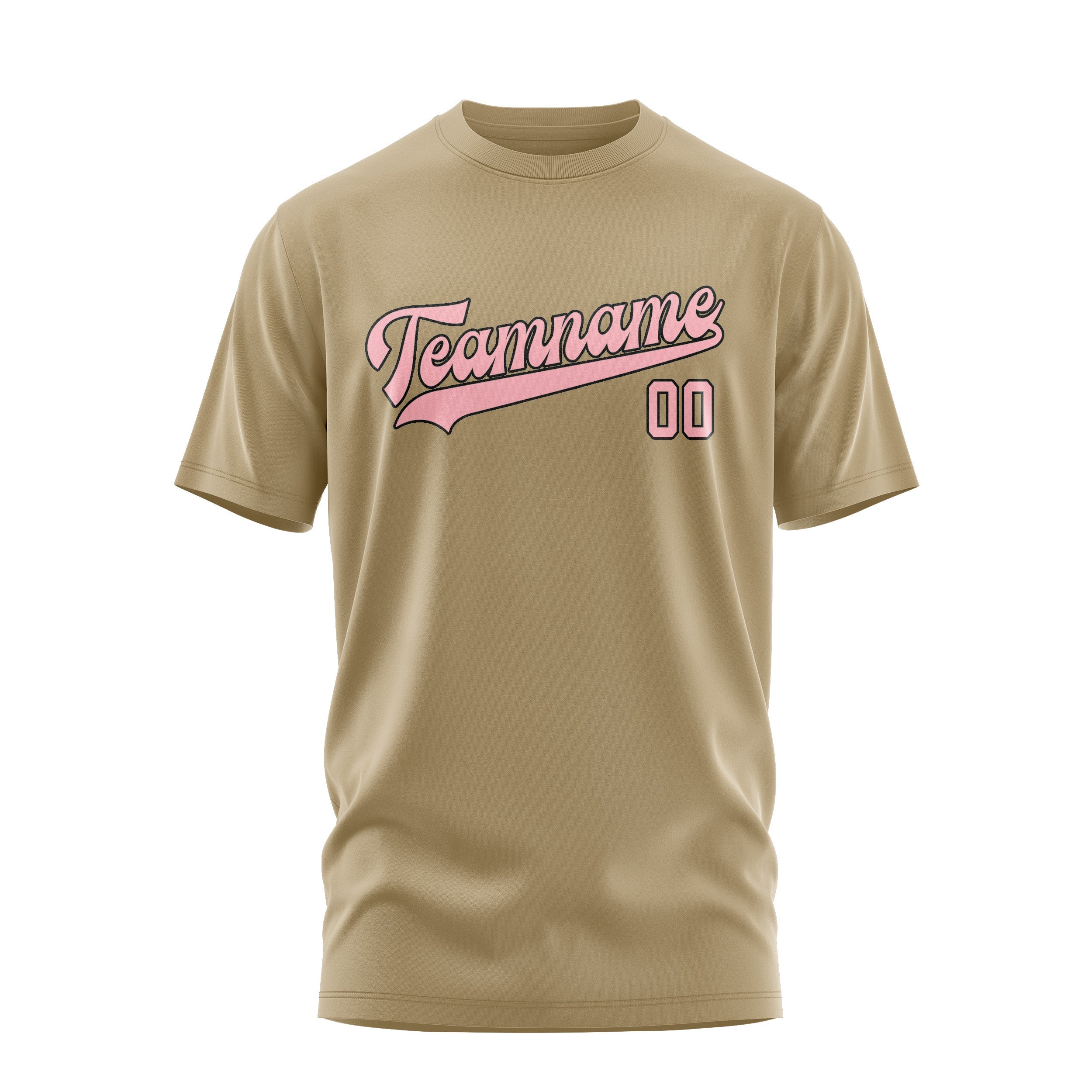 Custom Light Khaki Light Pink T-Shirt
