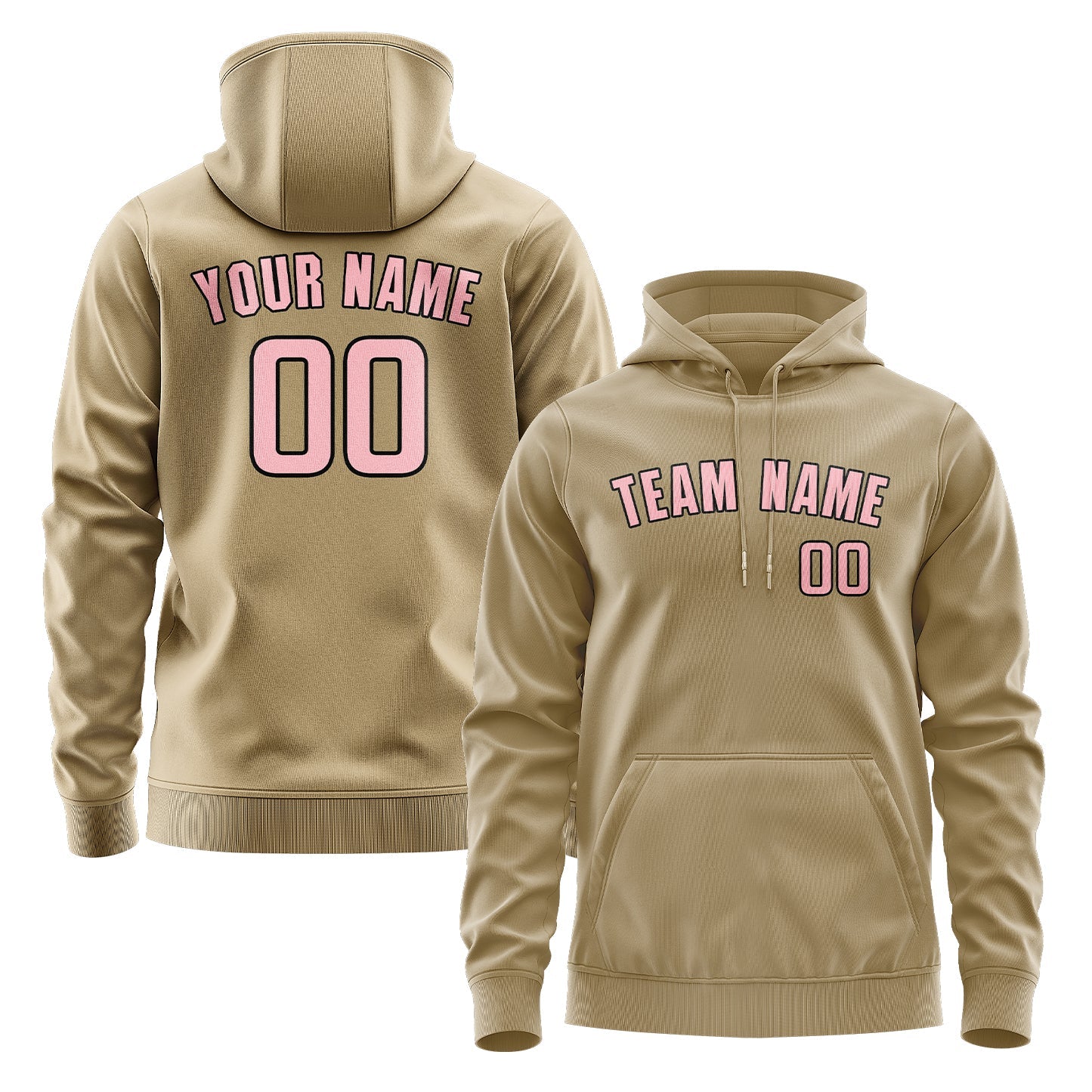 Custom Light Khaki Light Pink Hoodie