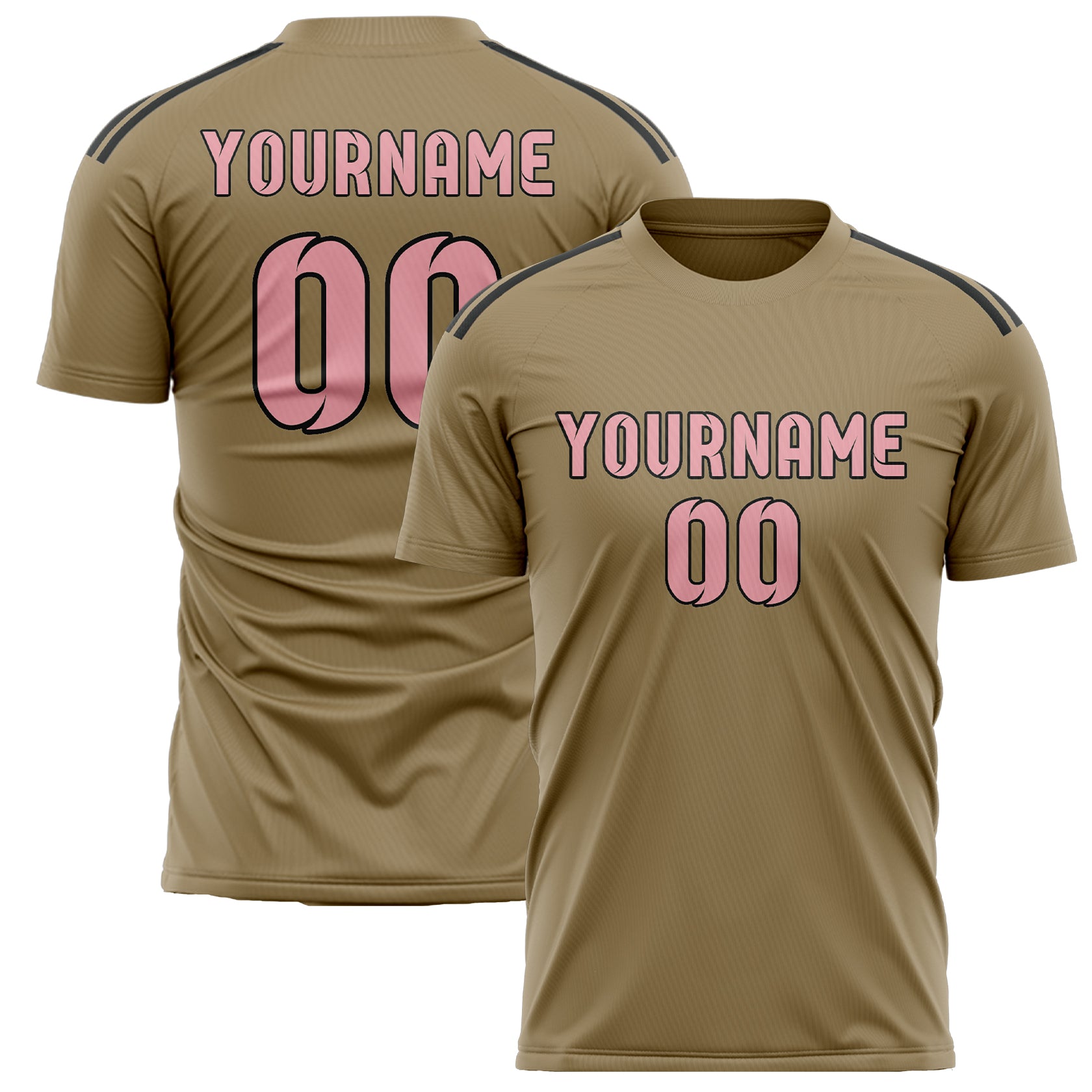 Custom Light Khaki Light Pink Soccer Jersey