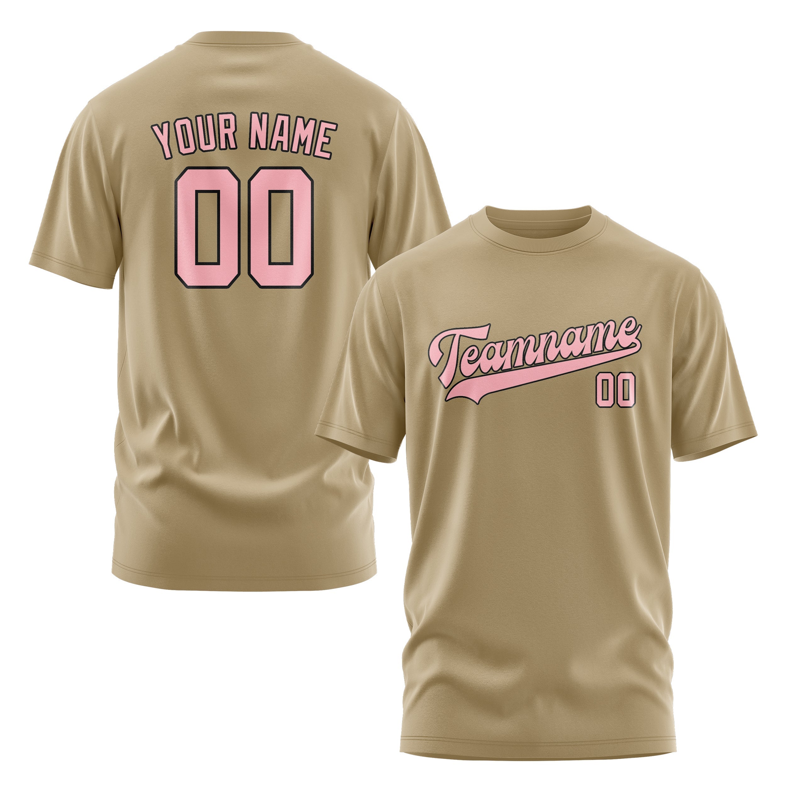 Custom Light Khaki Light Pink T-Shirt
