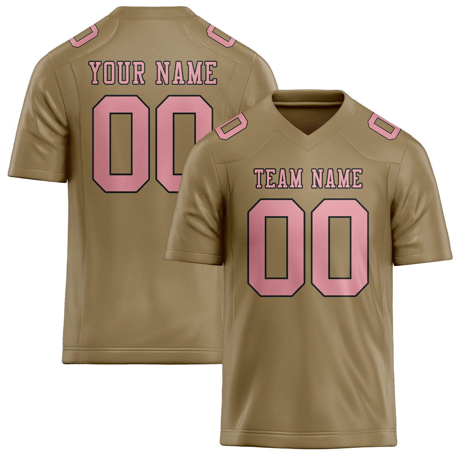 Custom Light Khaki Light Pink Football Jersey