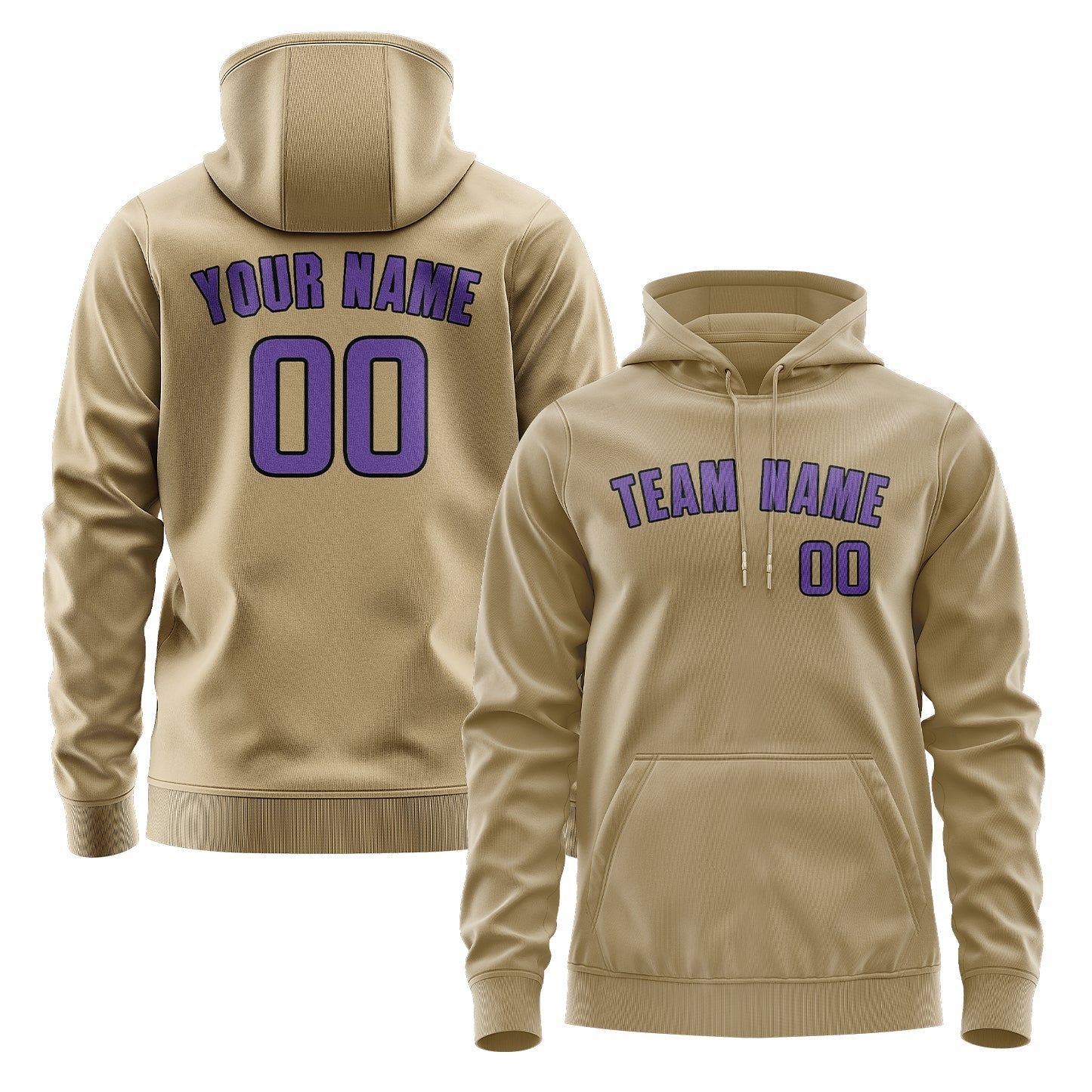 Custom Light Khaki Light Purple Hoodie