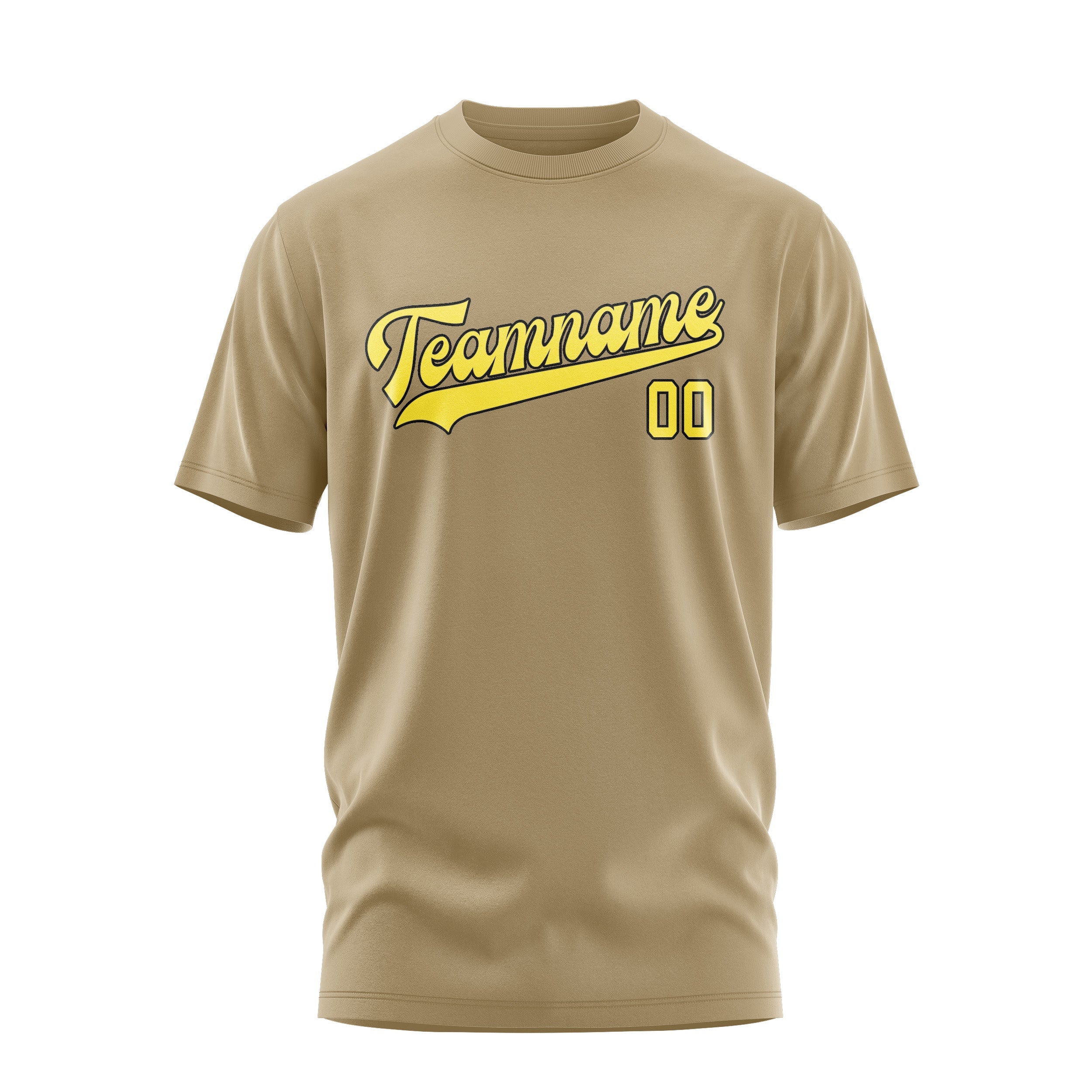 Custom Light Khaki Light Yellow T-Shirt
