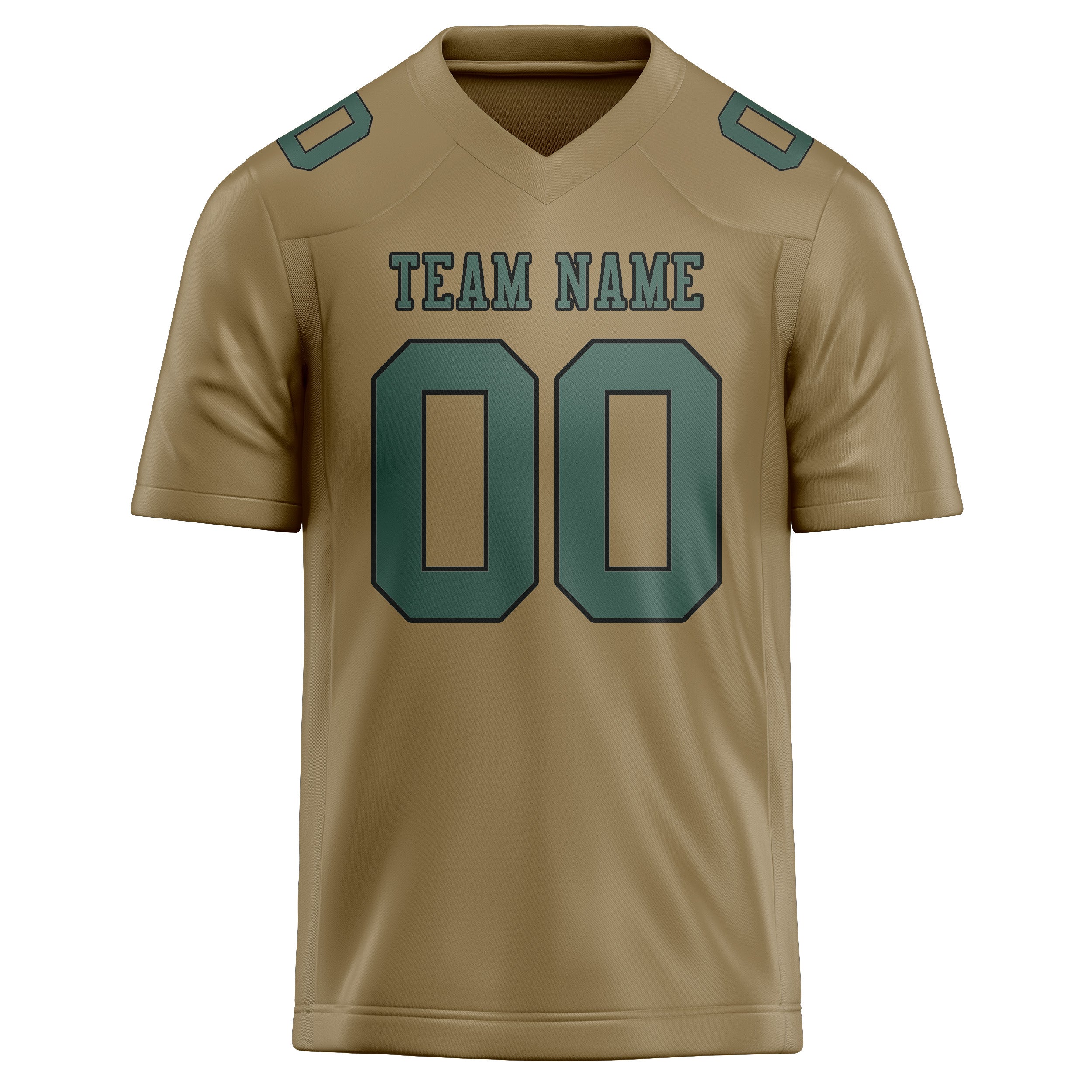 Custom Light Khaki Blue Green Football Jersey