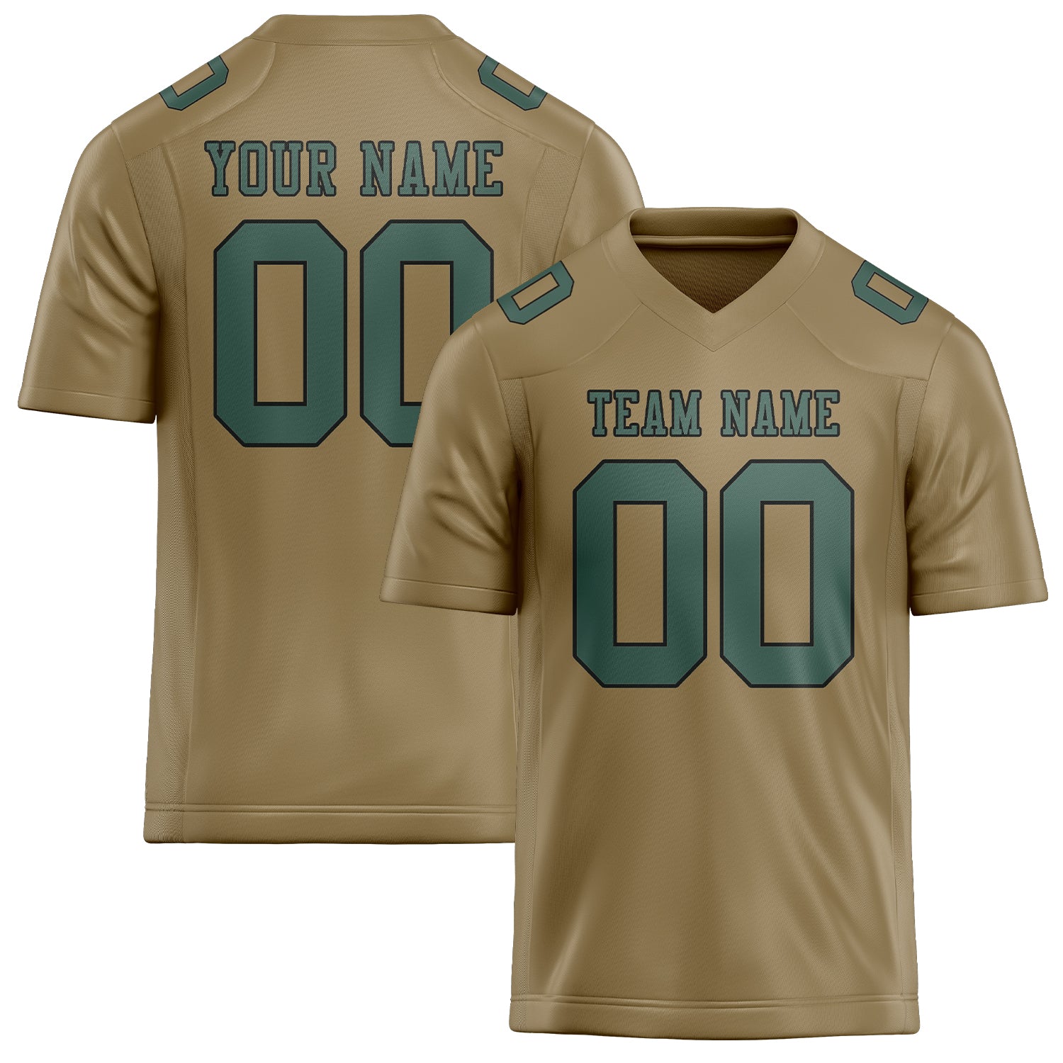Custom Light Khaki Blue Green Football Jersey