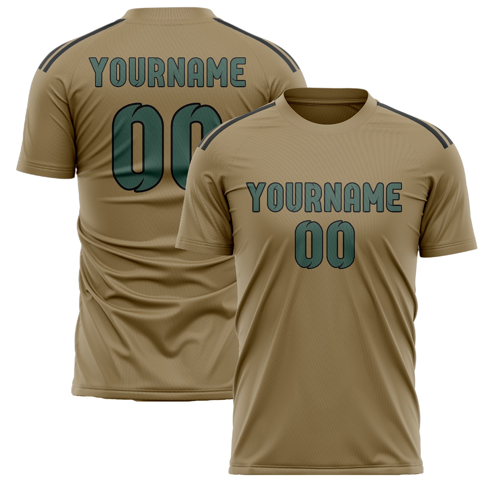 Custom Light Khaki Blue Green Soccer Jersey
