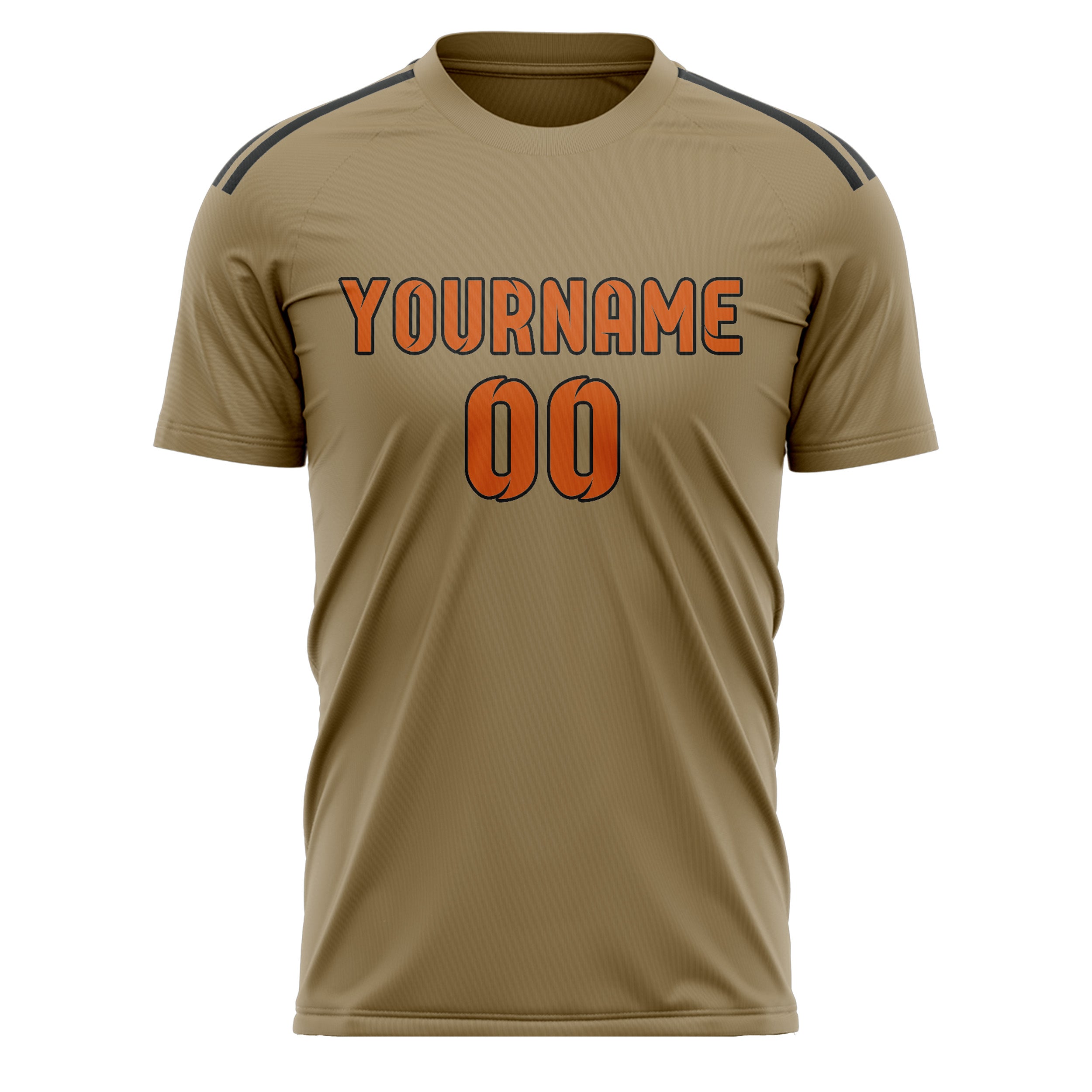 Custom Light Khaki Orange Soccer Jersey