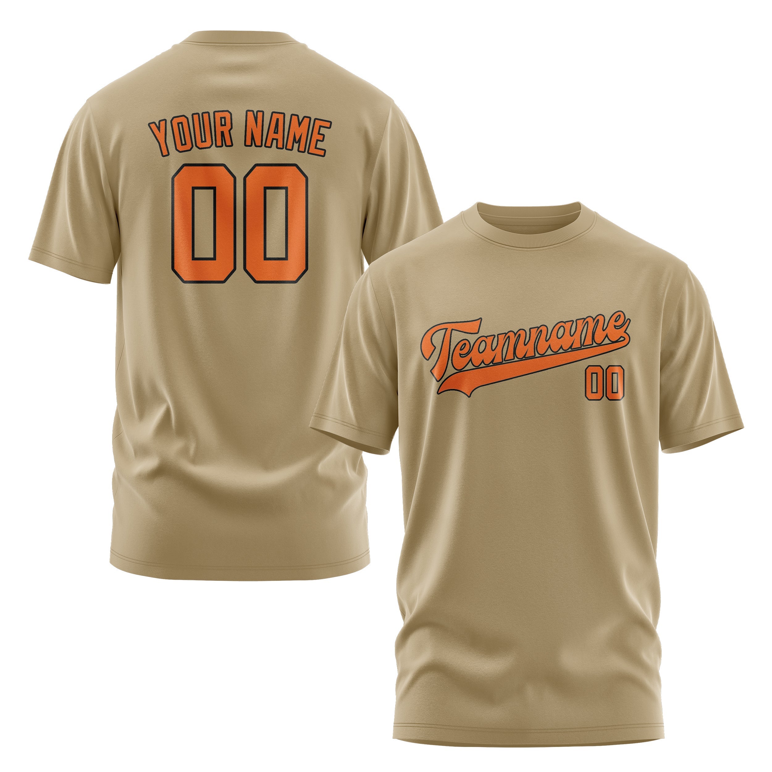 Custom Light Khaki Orange T-Shirt
