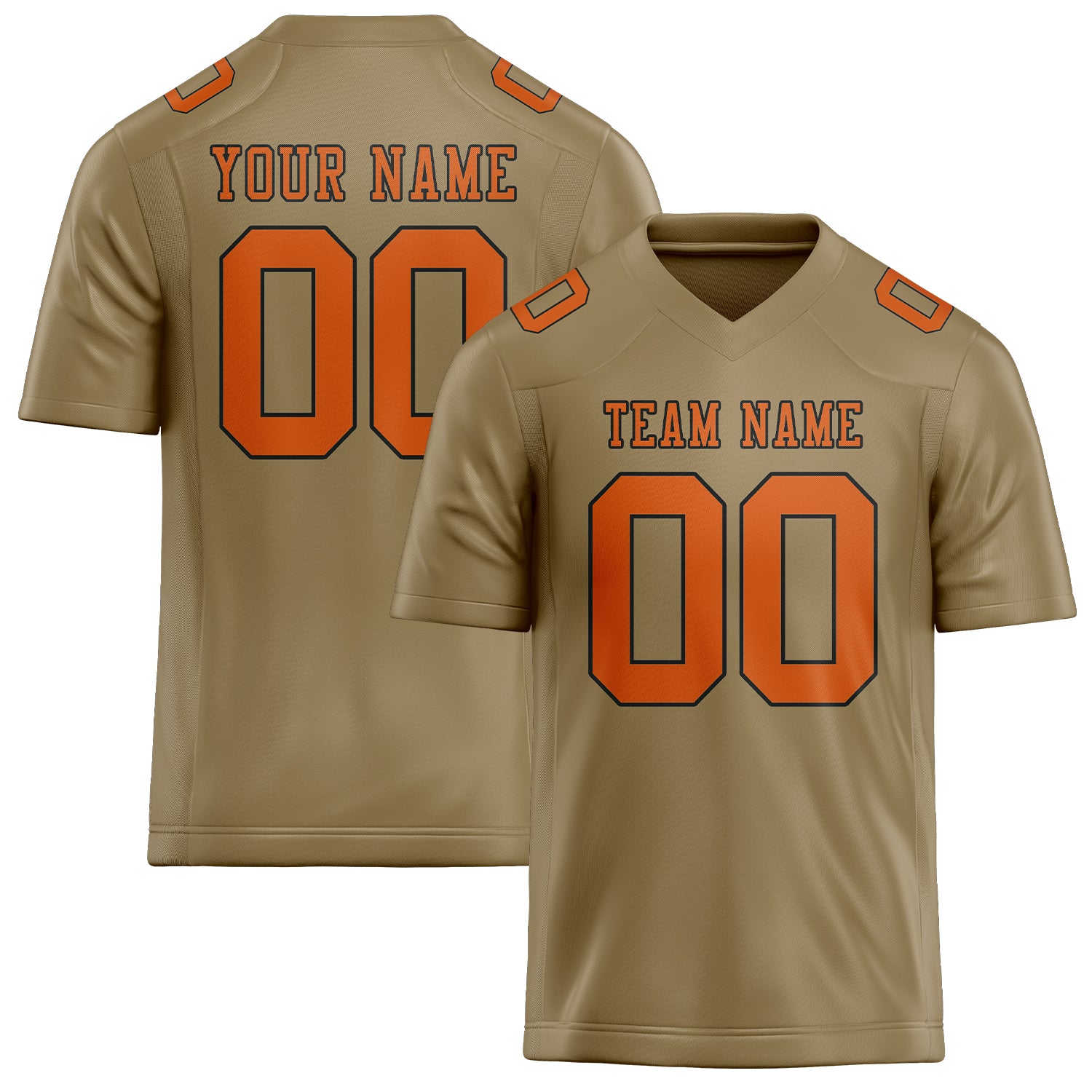Custom Light Khaki Orange Football Jersey