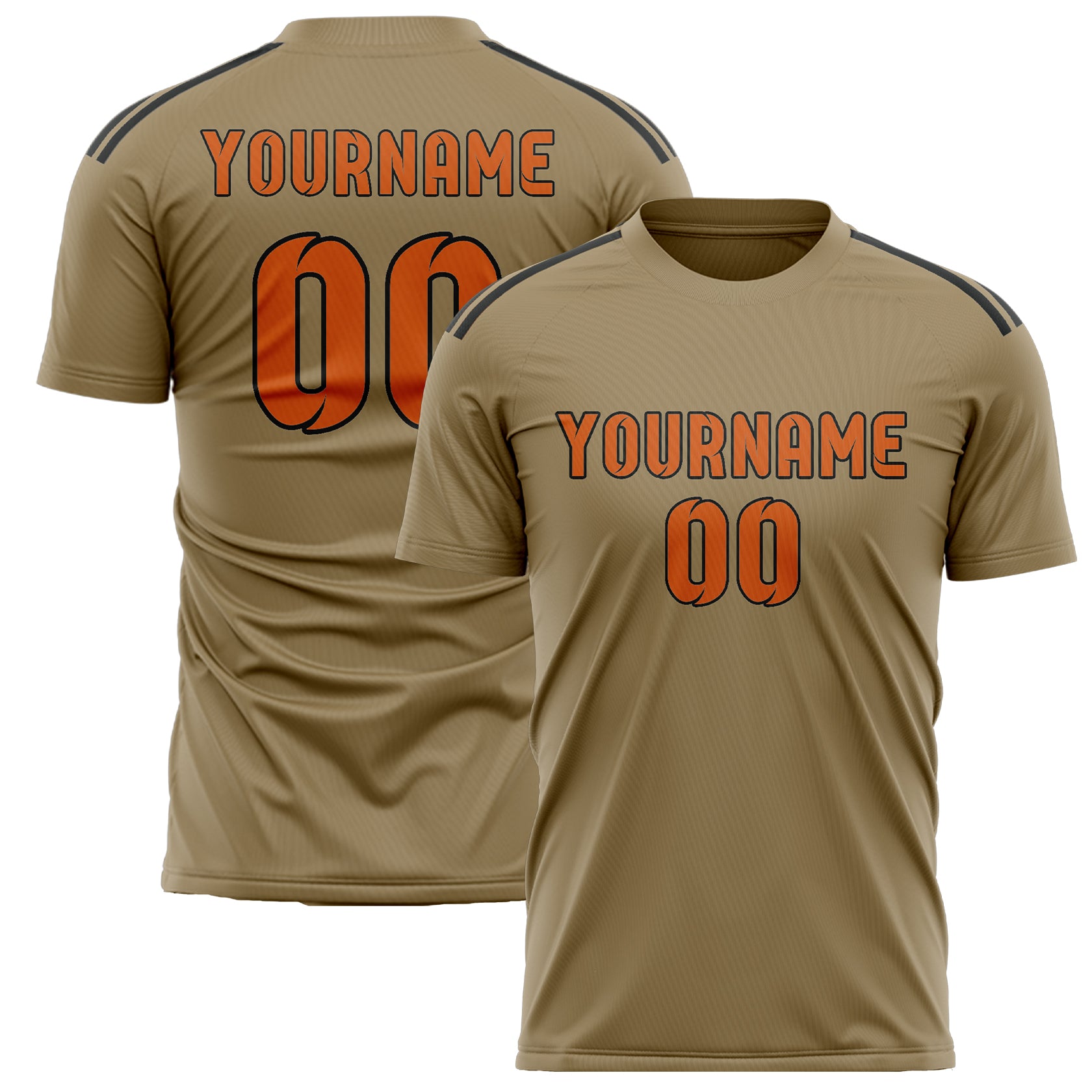 Custom Light Khaki Orange Soccer Jersey