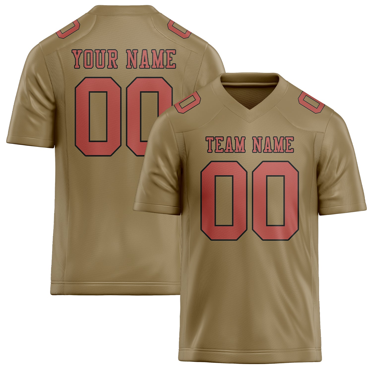 Custom Light Khaki Copper Rose Football Jersey