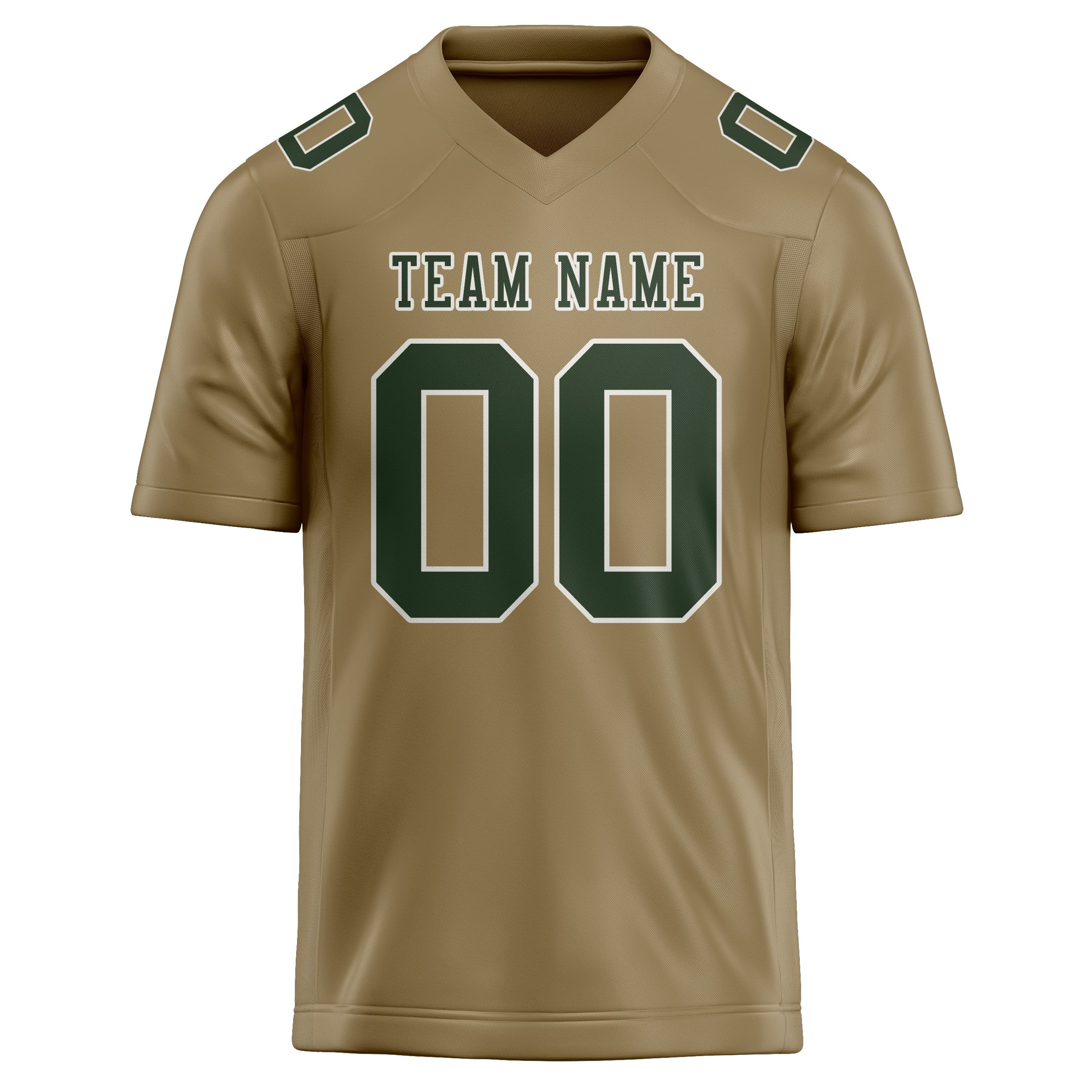 Custom Light Khaki Dark Green Football Jersey