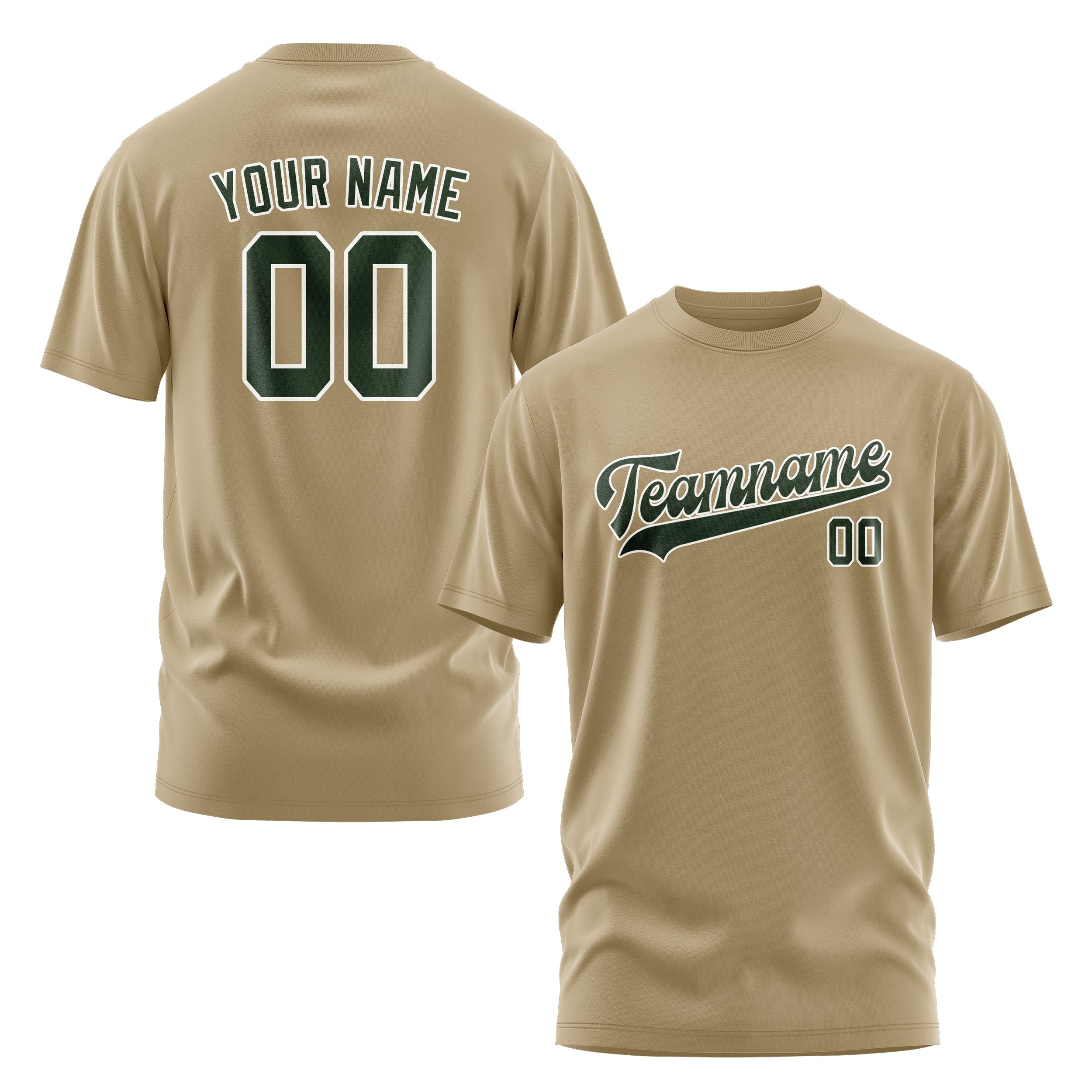 Custom Light Khaki Dark Green T-Shirt