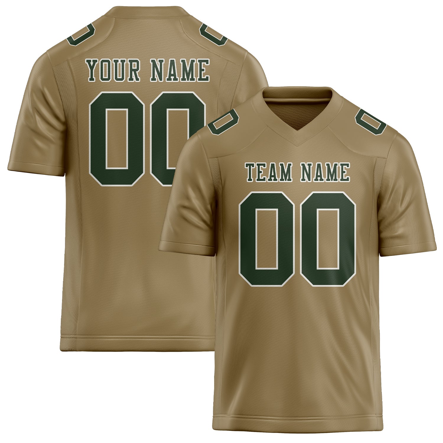 Custom Light Khaki Dark Green Football Jersey