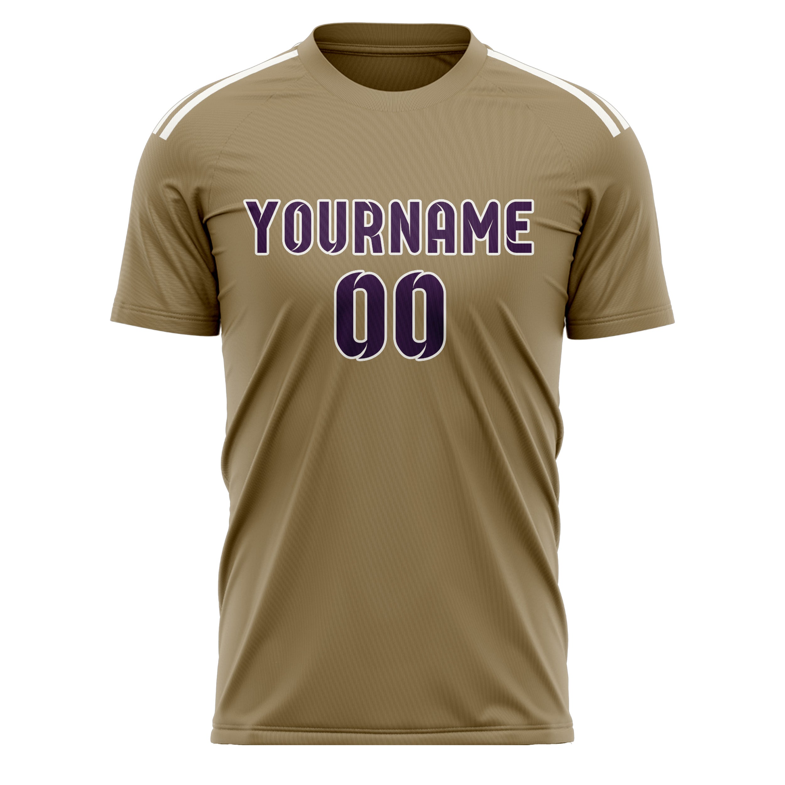 Custom Light Khaki Purple Soccer Jersey