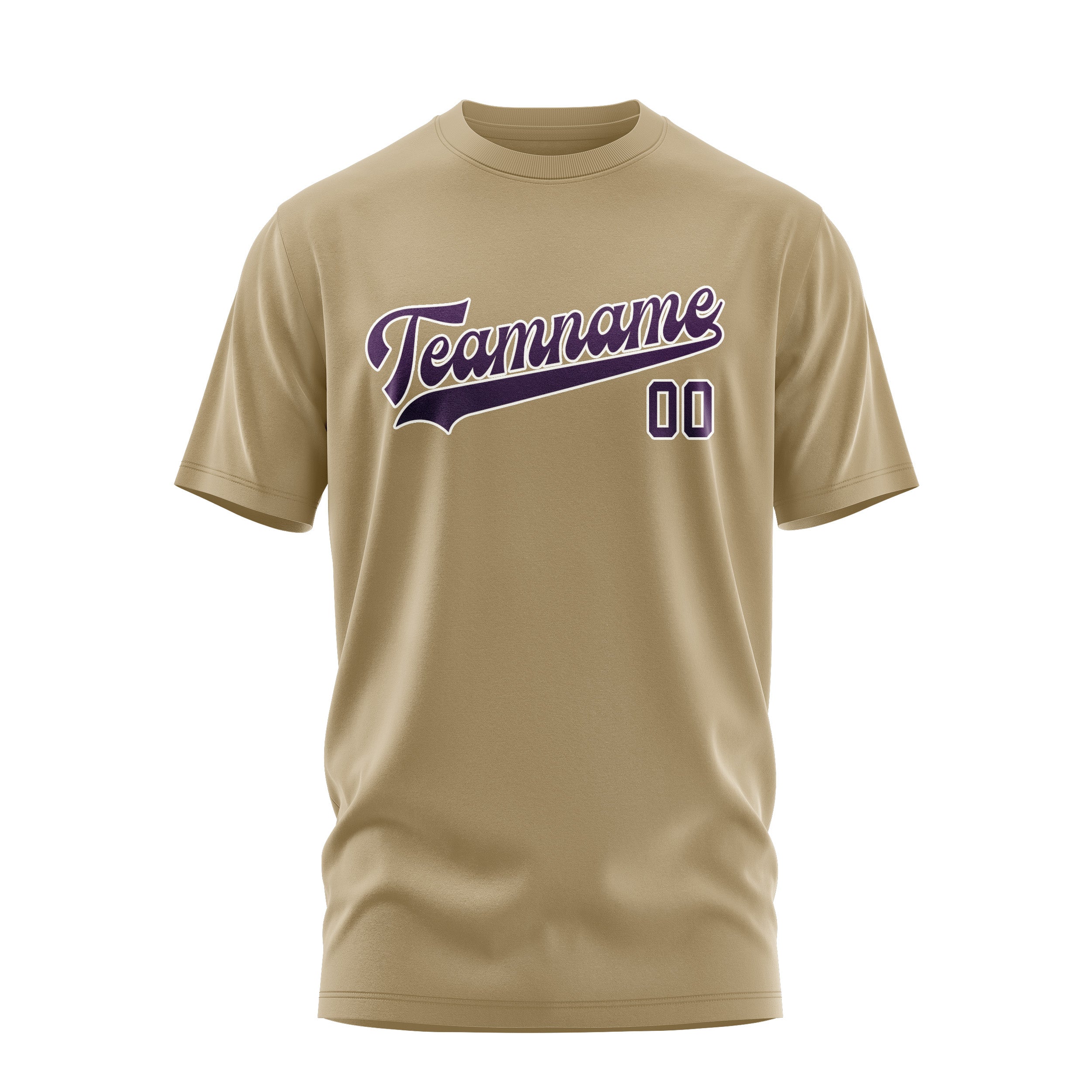 Custom Light Khaki Purple T-Shirt