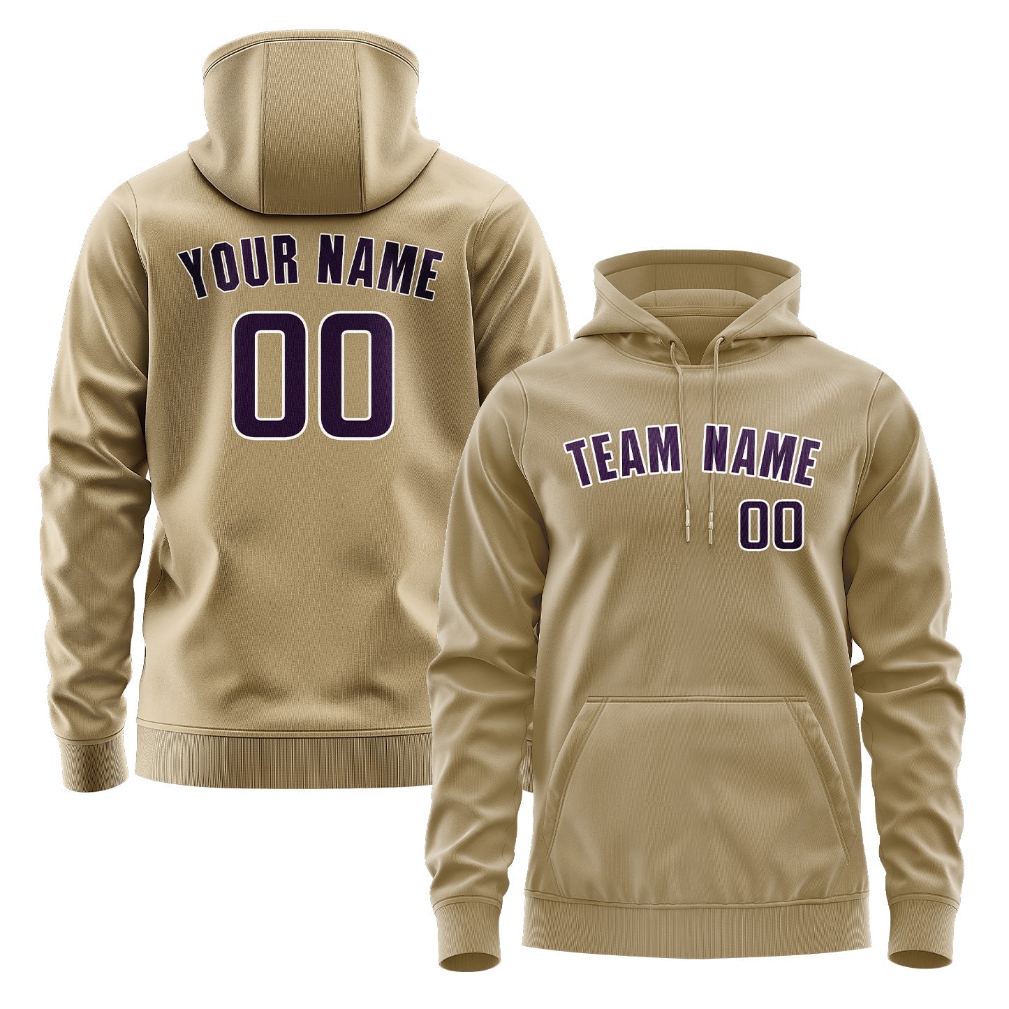Custom Light Khaki Purple Hoodie