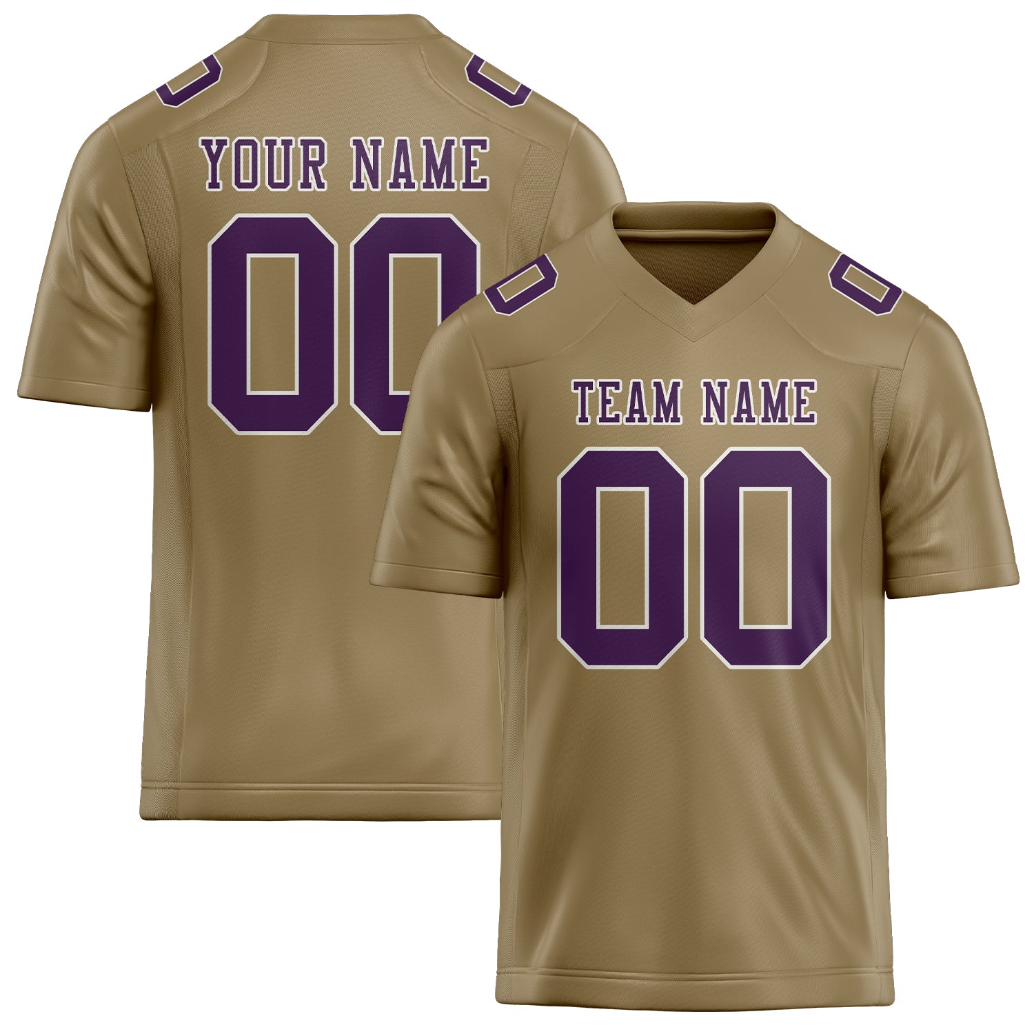 Custom Light Khaki Purple Football Jersey