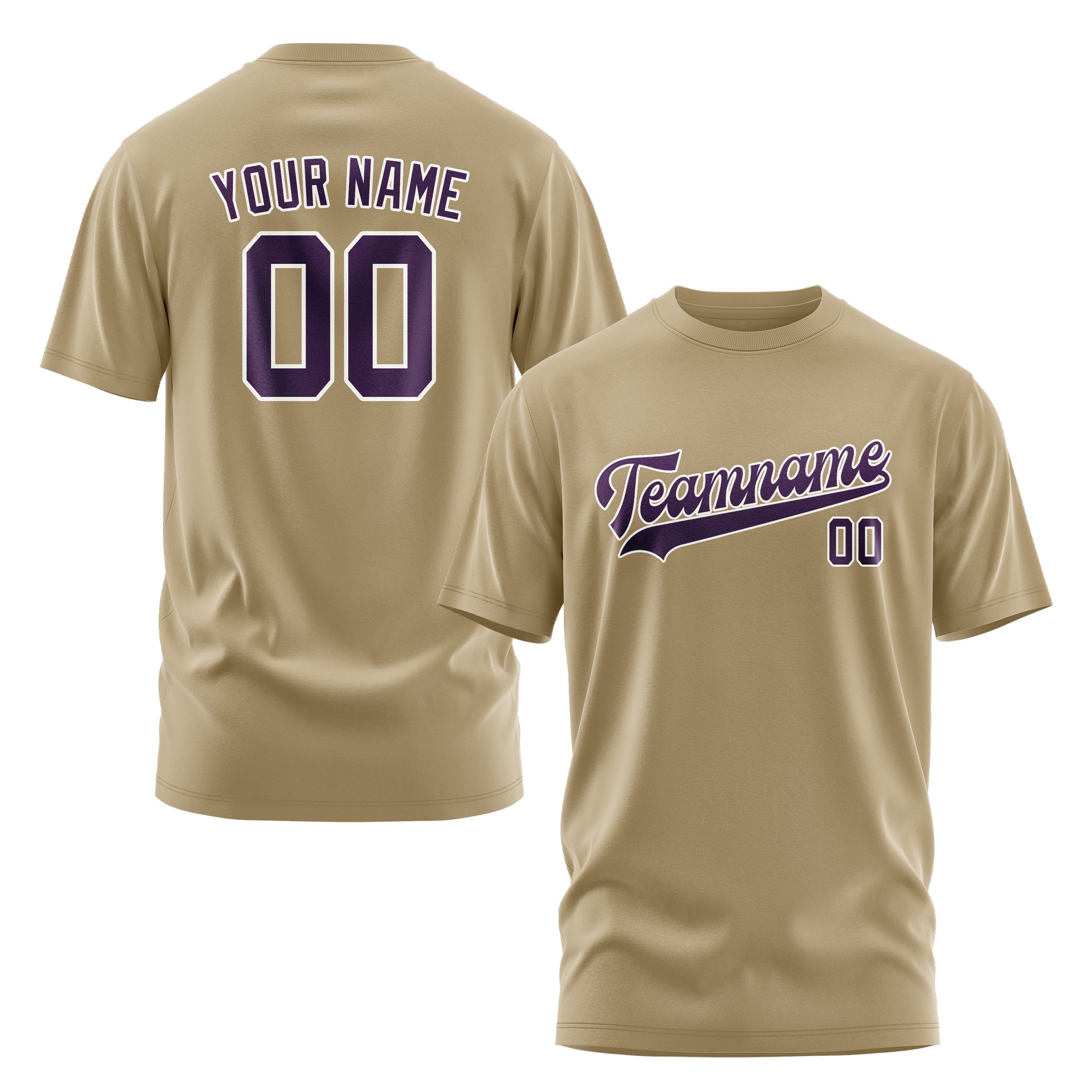 Custom Light Khaki Purple T-Shirt