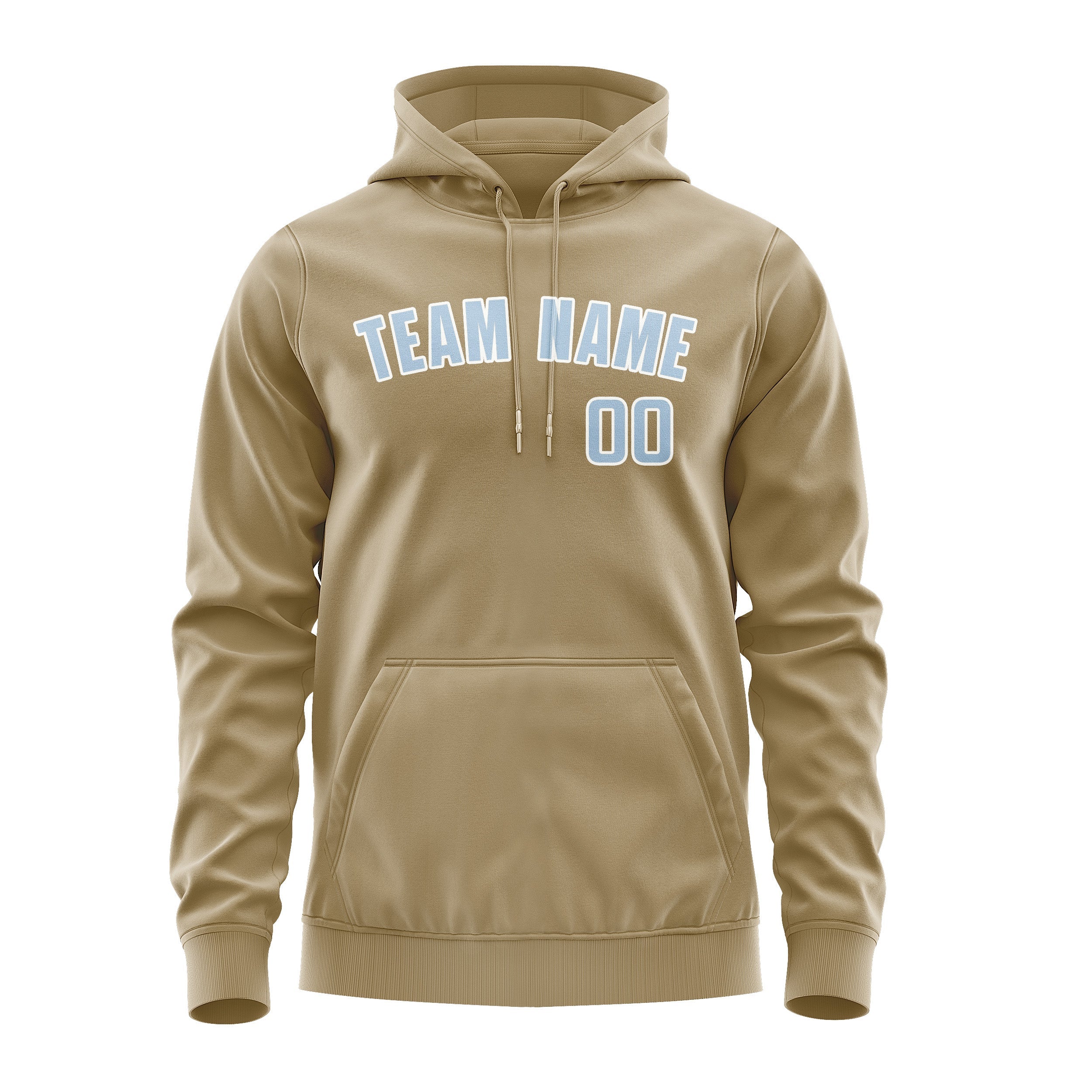 Custom Light Khaki Light Blue Hoodie