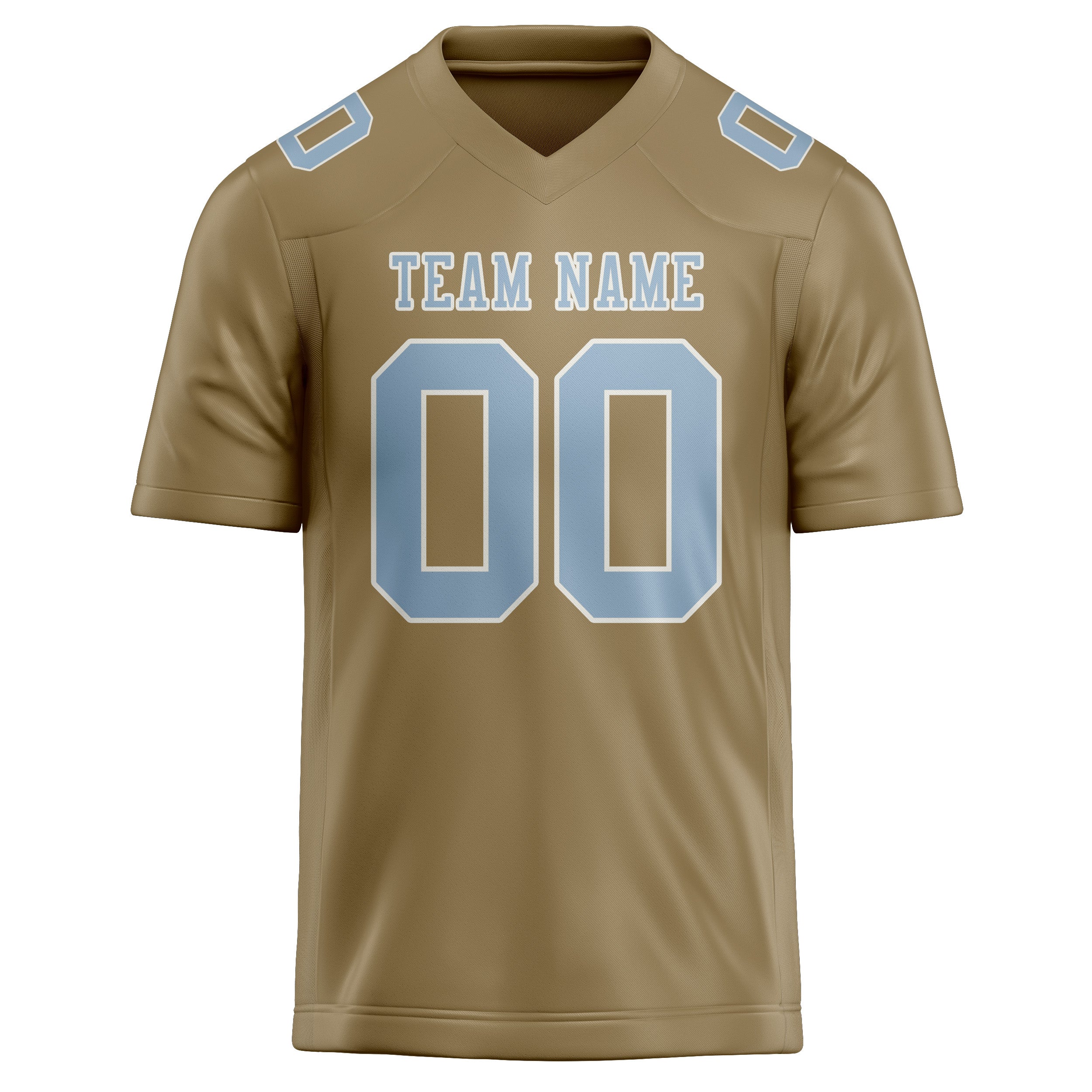 Custom Light Khaki Light Blue Football Jersey